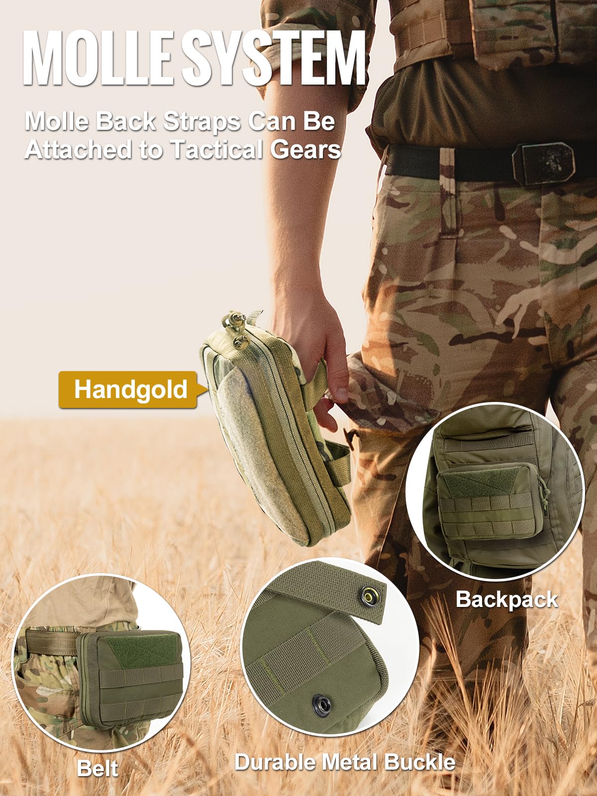OneTigris MOLLE Pouch, Tactical Admin Pouch Belt EDC Tool Organizer Zippered Utility Waist Pack 7.5"x5"x2"