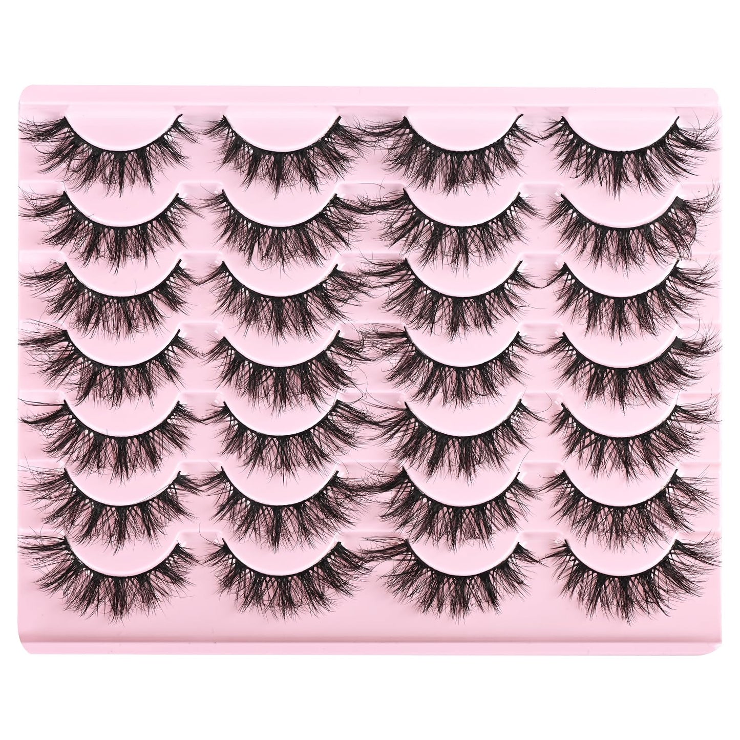 FARRED Cat Eye Lashes Short Natural Eyelashes 15mm Fluffy Wispy Strip Eyelash 14 Pairs Cute Natural Fake Lashes Packs Small Full pestañas Set (F10 | 9-15mm)