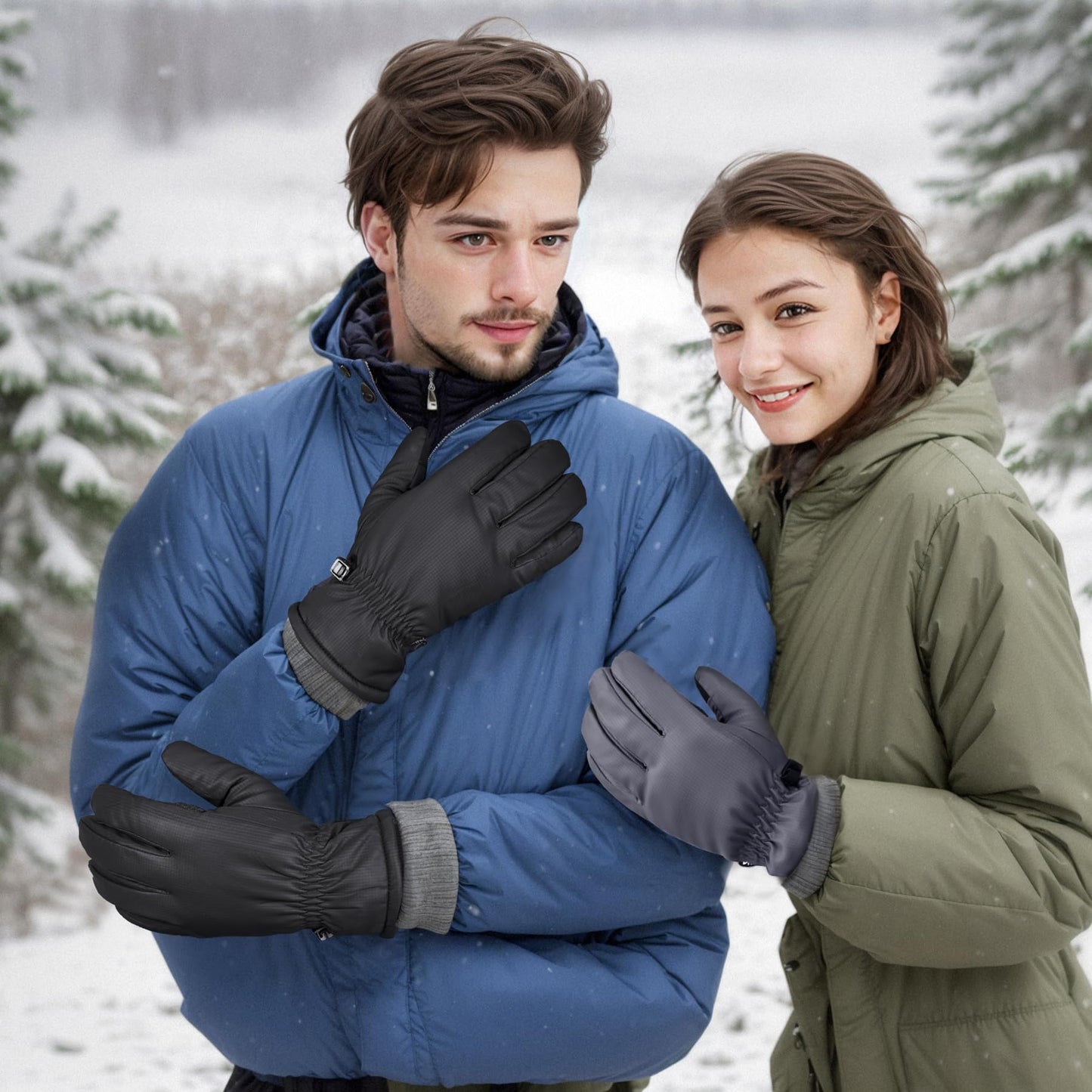 Sukeen -10℉ Winter Warm Gloves for Men Women,Windproof Ski Gloves Anti-slip Cold Weather Glove with Thick Plush for Outdoor