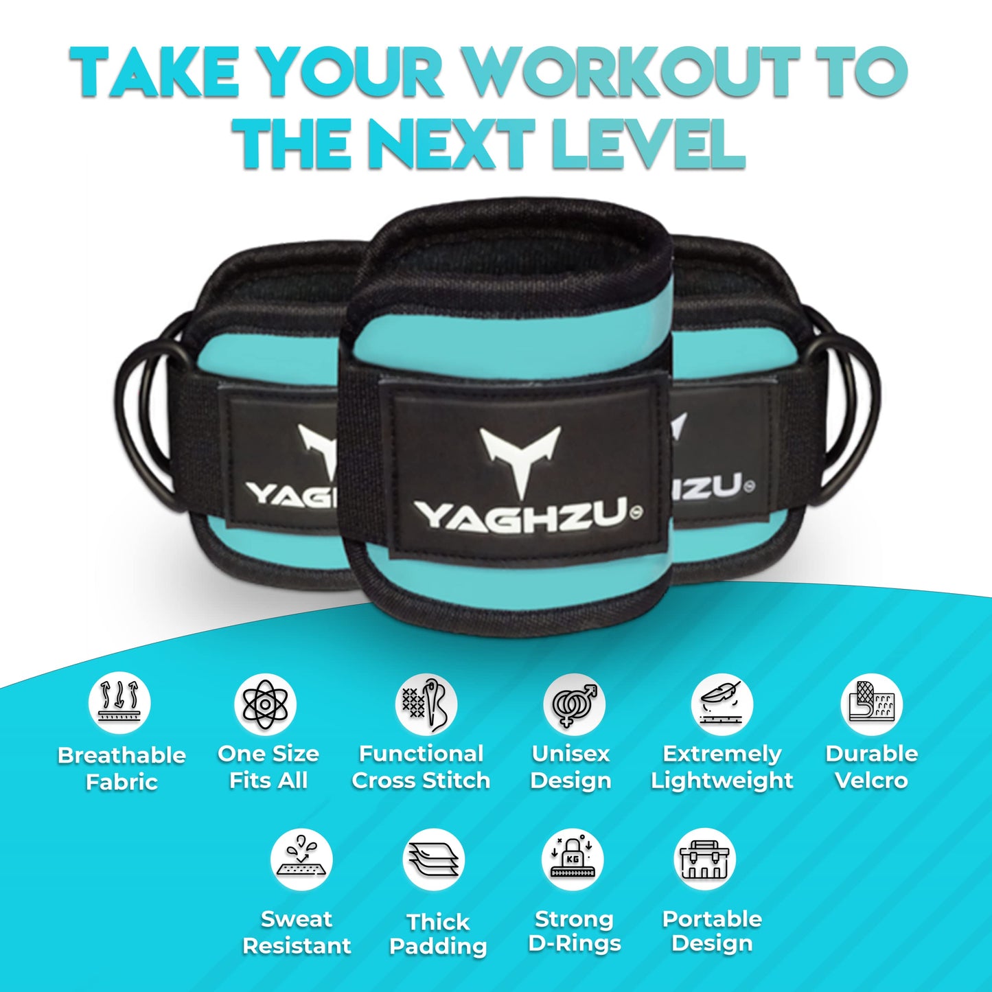 YAGHZU Ankle Straps for Cable Machines Women - Adjustable Gym Ankle Strap for Cable Machine, Neoprene Padded Cable Straps, Durable Leg Strap with Cable Cuff, Glute Kickback Ankle Strap with D Rings