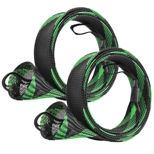SF Standard Spinning Rod Sock Fishing Rod Sleeve Rod Cover Braided Mesh Rod Protector Pole Gloves Fishing Tools for Spinning Fishing Rod Green-Black-2PCS Fit Spinning Rod 6-1/2FT to 7-1/2FT