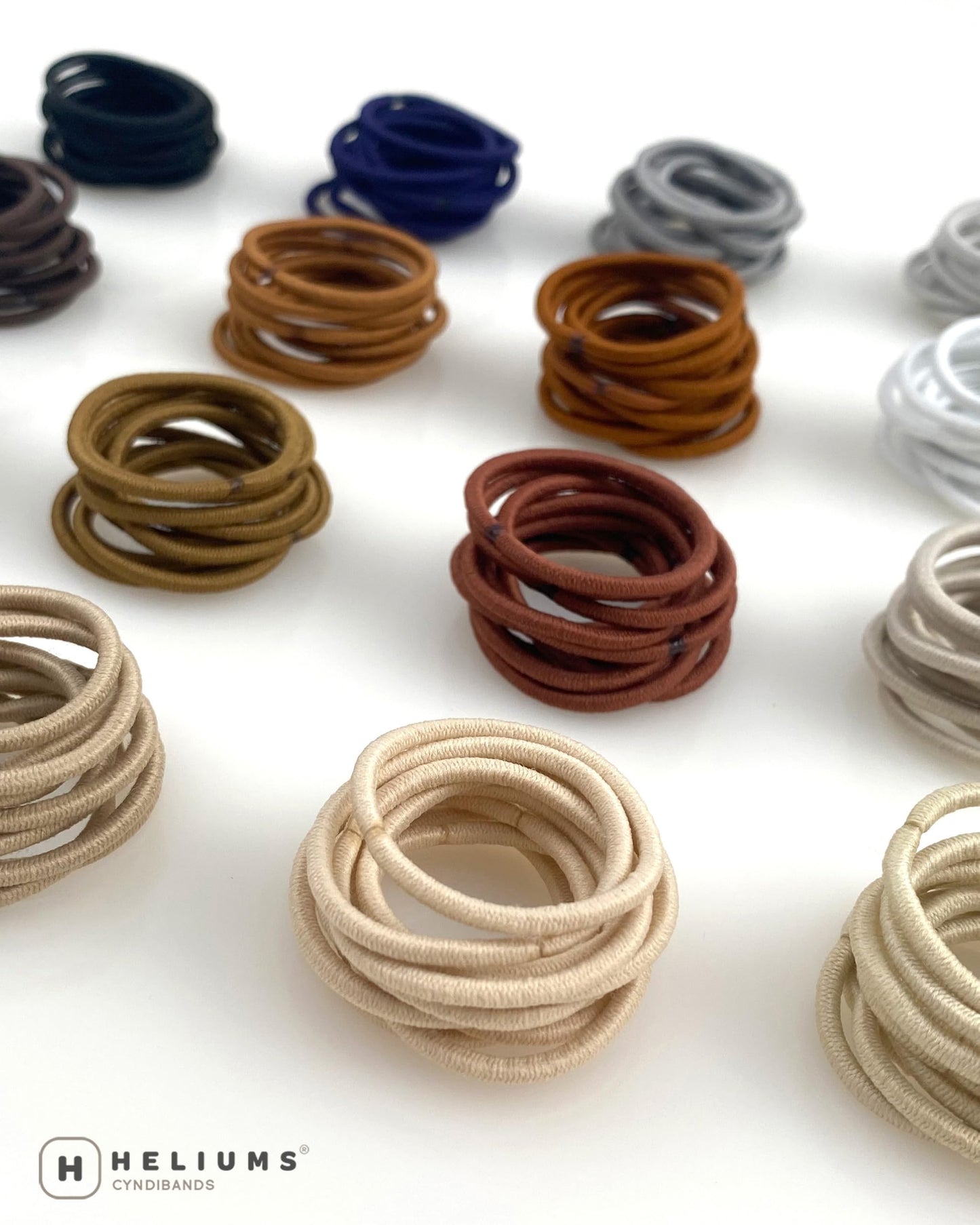 Heliums Small Hair Ties - Light Gray - No Damage Mini 1 Inch Reusable 2mm Elastics for Thin Hair and Kids, Neutral Ponytail Holders - 48 Count