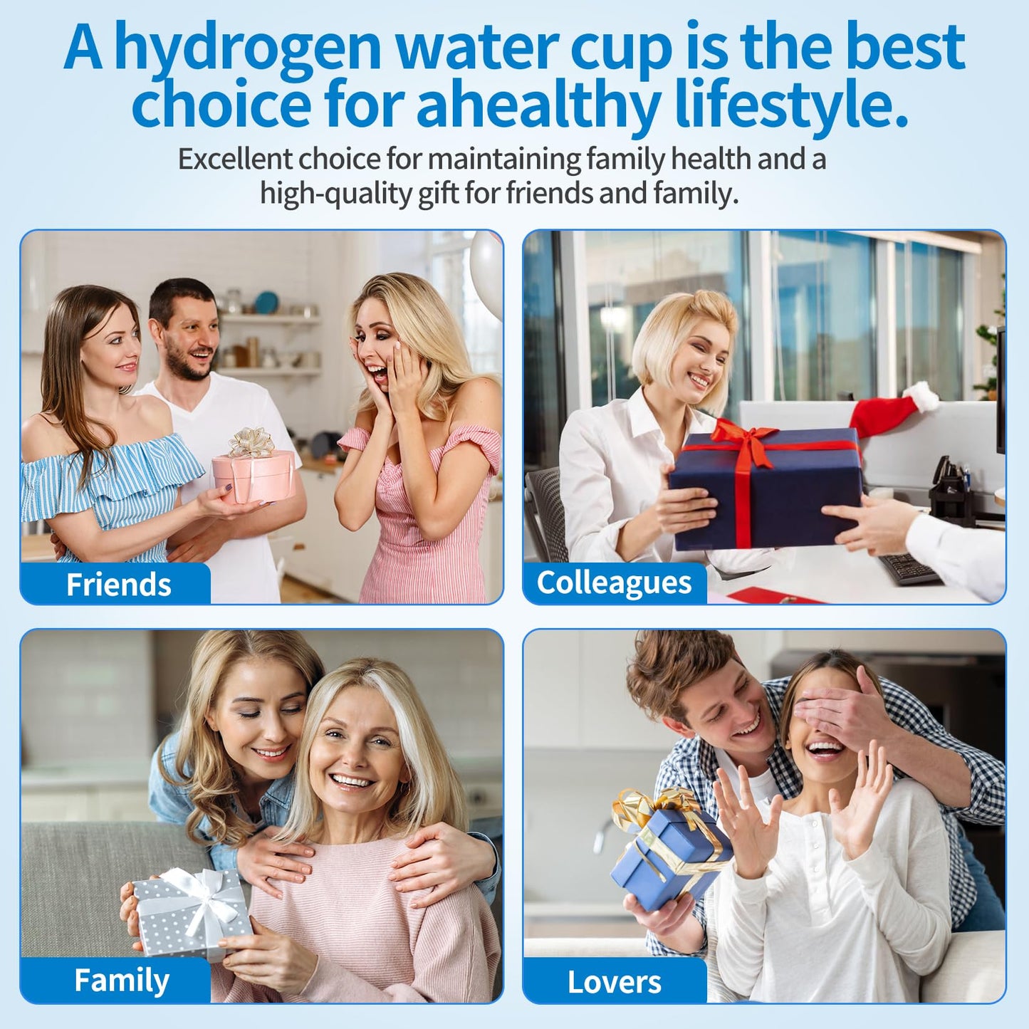 BSTYCM Hydrogen Water Bottle Generator,5000PPB Portable Hydrogen Water Machine with SPE PEM Tech and LED Timer Display,Water Ionizer Machine for Office, Daily Drinking and Outdoor (Silver, 8.4*Φ2.6)