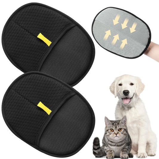 2Pcs Pet Hair Remover Glove,Static Pet Removal Gloves,Cat Grooming Gloves for Hair Removal,Reusable Double Sided Pet Hair Remover,for Couch,Furniture,Carpet,Curtain