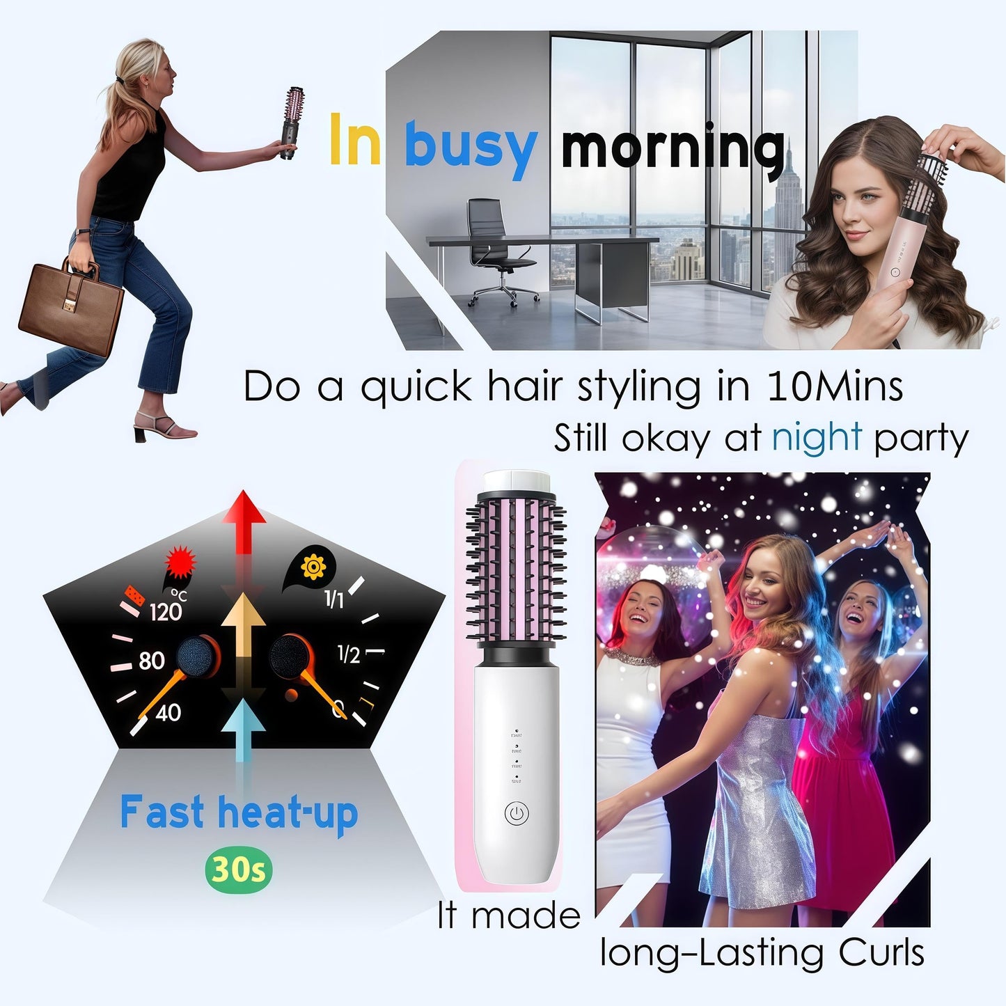 Satxtrem 2-in-1 Cordless Curling Iron & Straightener Brush,Heated Hair Styler with Needle Teeth Comb,USB-C Rechargeable,4 Temp,200M Ionic for Curls/Straightening/Smoothing (Women & Travel) (White)