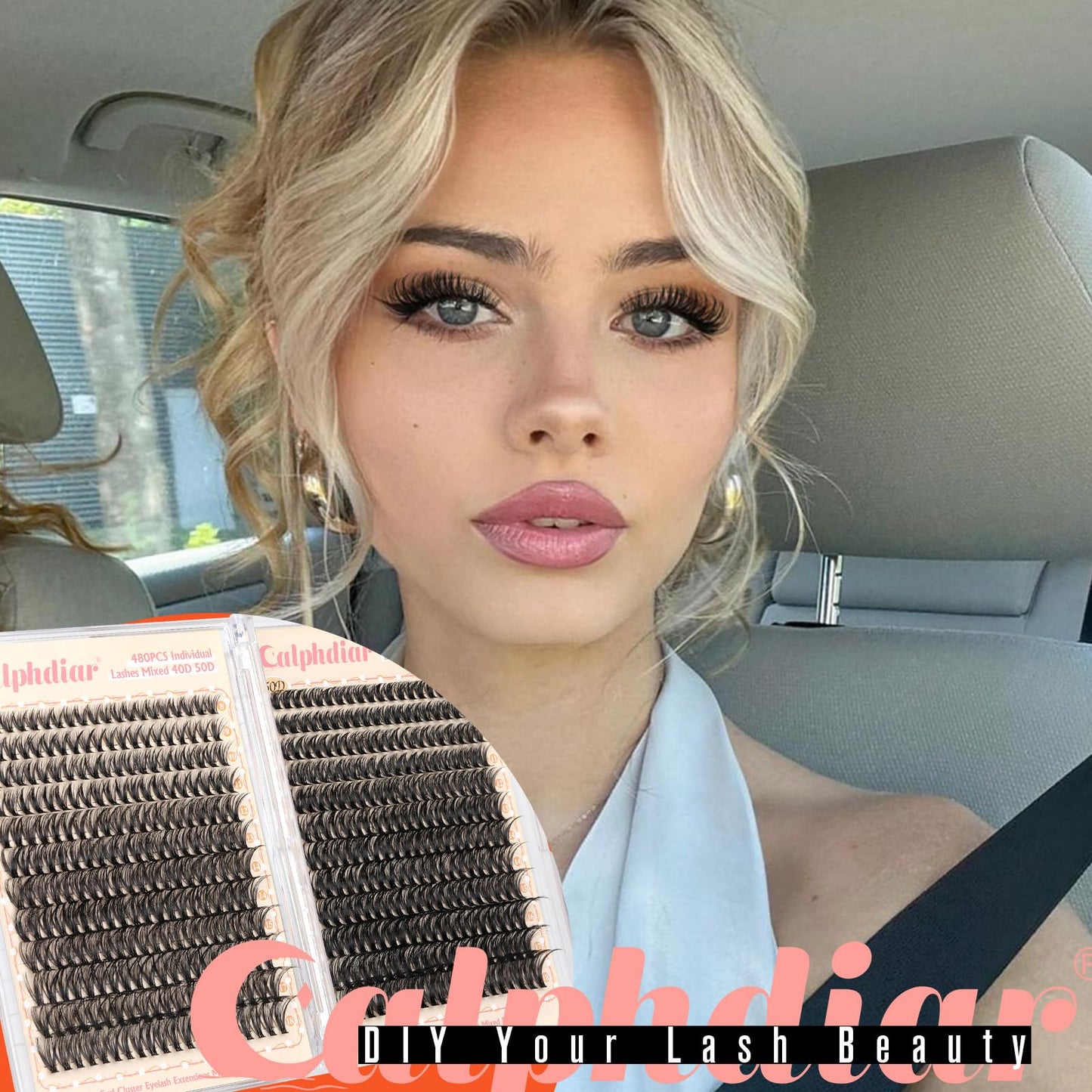 calphdiar Lash Clusters Wispy Eyelash Clusters 480PCS 40D+50D Individual Lashes Clusters D Curl Cluster Eyelash Extensions 8-18mm DIY Natural Volume Lash Extension for Beginners