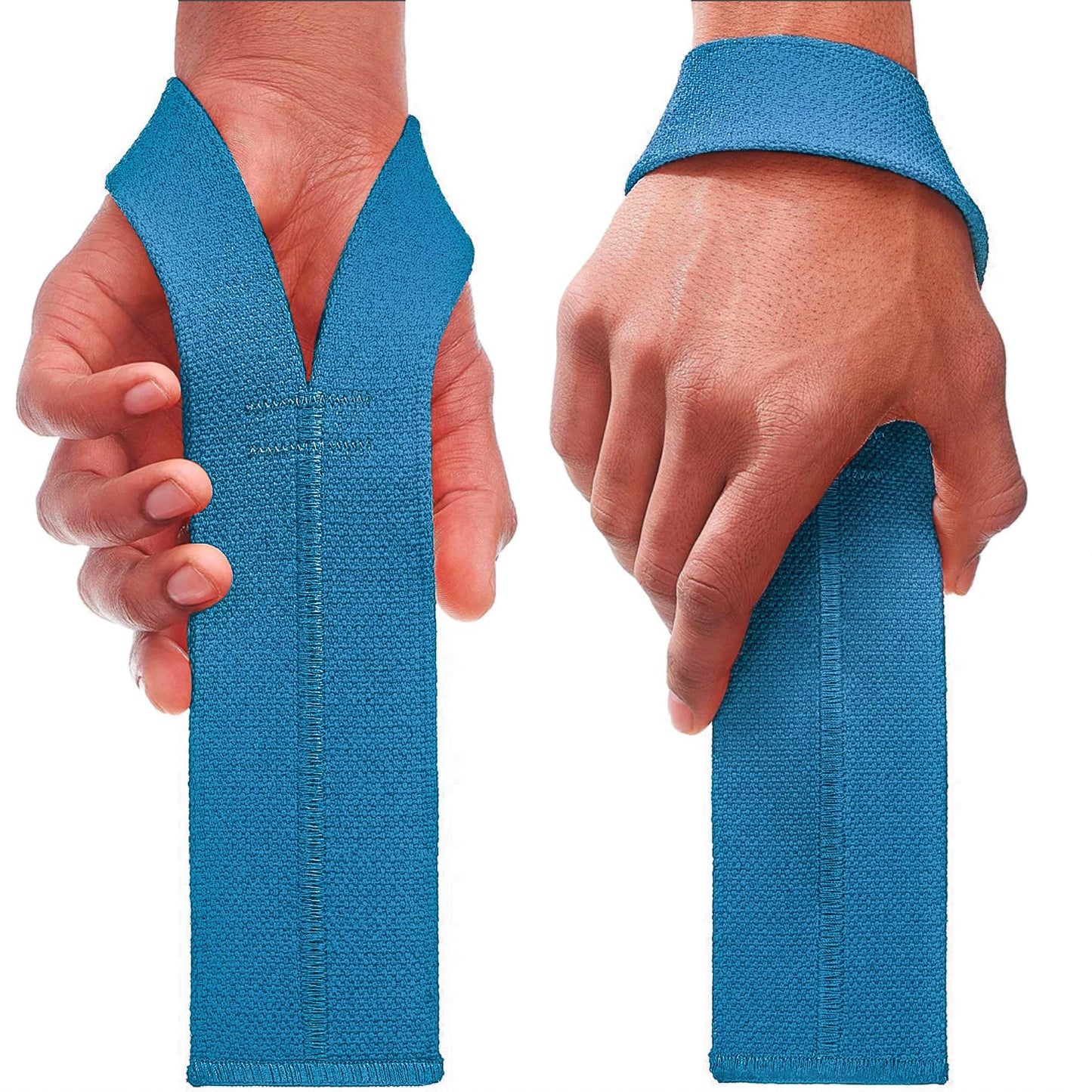 WARM BODY COLD MIND V1 Lifting Wrist Straps for Olympic Weightlifting - Rated at 660 lb - Hand Wraps for Powerlifting, Weight Lifting, Bodybuilding Functional/Cross Training, Deadlift Gym Bar, Cotton (Just Blue)