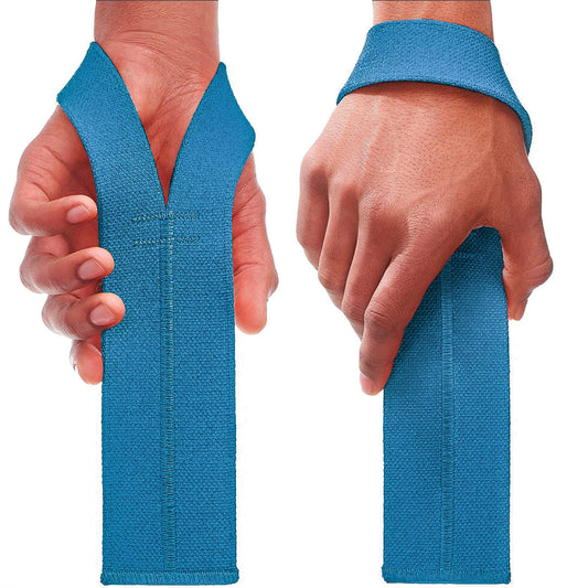 WARM BODY COLD MIND V1 Lifting Wrist Straps for Olympic Weightlifting - Rated at 660 lb - Hand Wraps for Powerlifting, Weight Lifting, Bodybuilding Functional/Cross Training, Deadlift Gym Bar, Cotton (Just Blue)