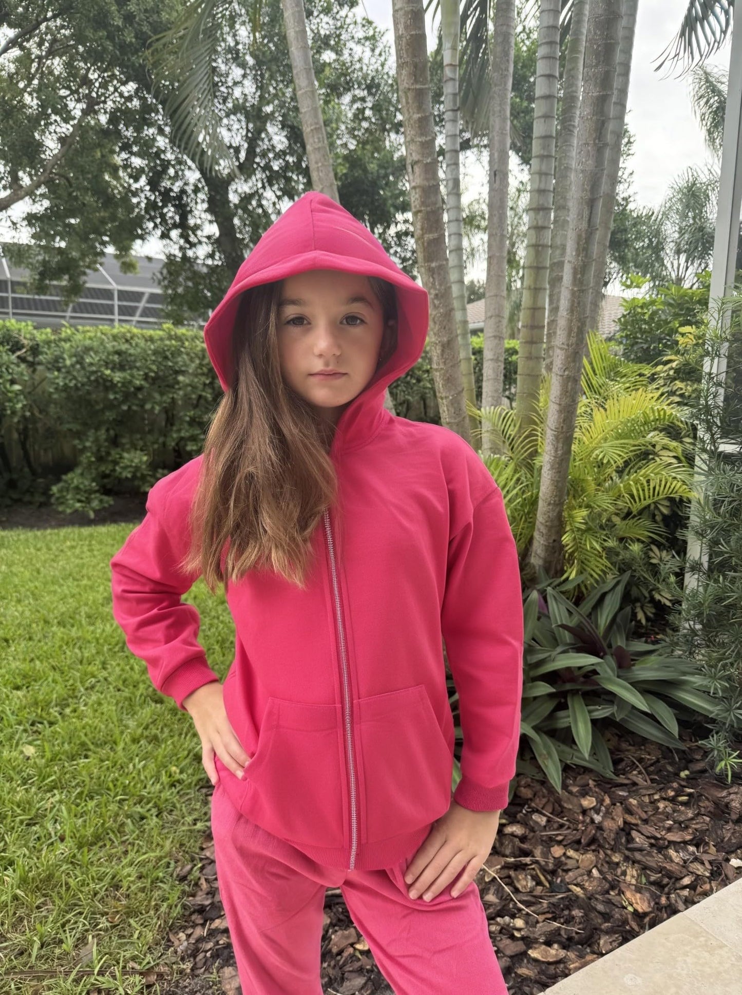 Arshiner Tween Girls Fuzzy Zipper Hoodie Sweatshirt Pink Winter Basic Jacket With Kangaroo Pocket for 12-13 Years