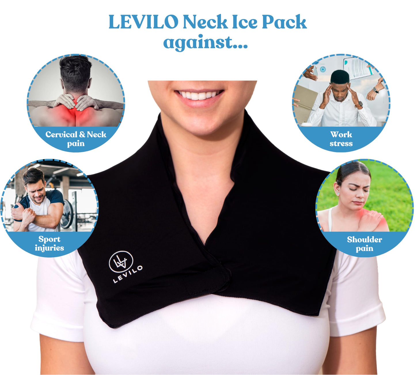 LEVILO Ice Pack for Neck and Shoulders, Reusable Ice Pack for Neck, Hot or Cold Therapy for Cervical, Injuries, Swelling, Inflammation, Surgery Recovery, Sprains, Work Stress