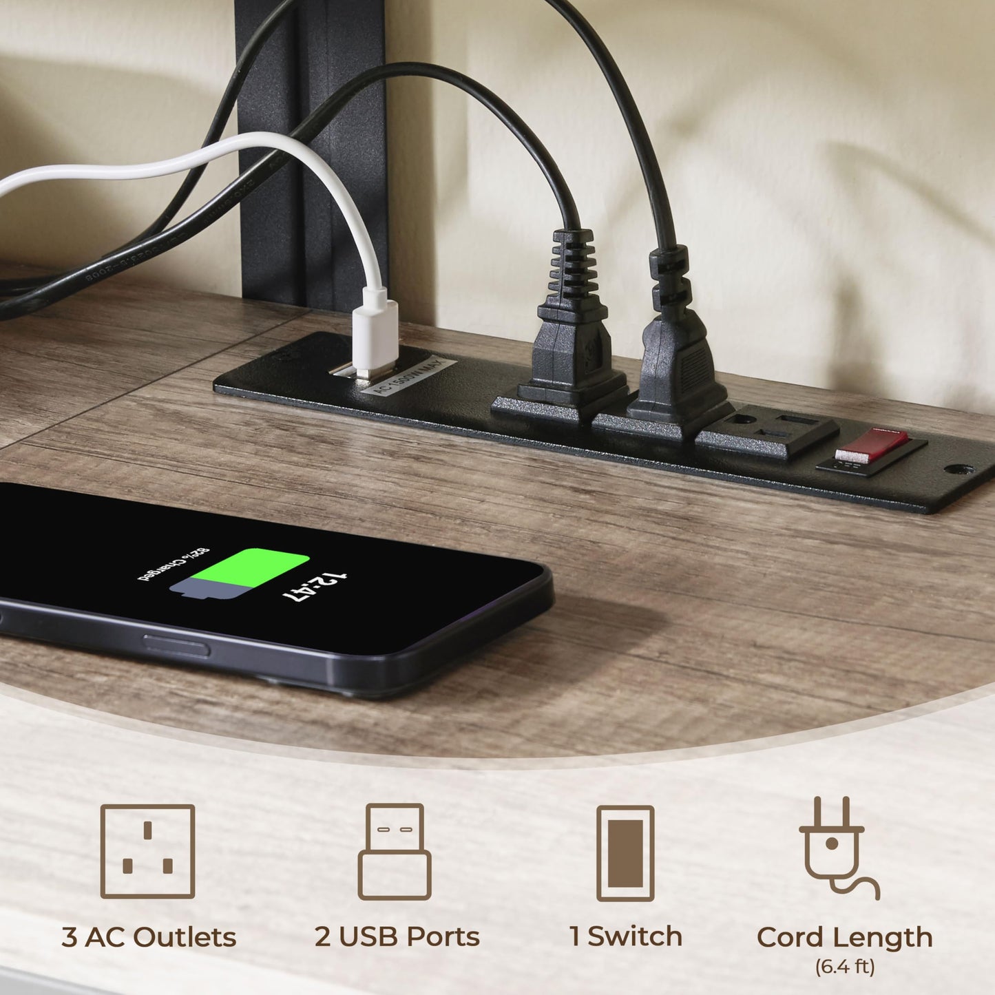 Yaheetech TV Stand with Power Outlet, Industrial Entertainment Center with LED Lights for 65 Inch TV, 3 Tiers Tv Console with Charging Station for Living Room, Media Console with Shelves, Gray