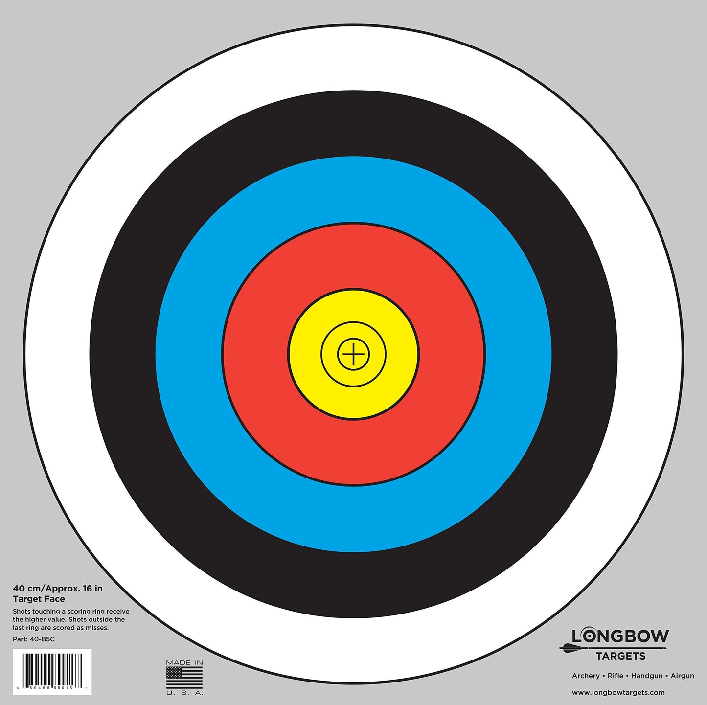 Archery 40cm & 80cm Targets by Longbow (8 Pack, 40cm/Approx 17" (5 Ring))