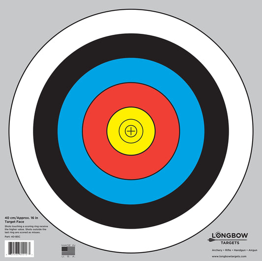 Archery 40cm & 80cm Targets by Longbow (8 Pack, 40cm/Approx 17" (5 Ring))
