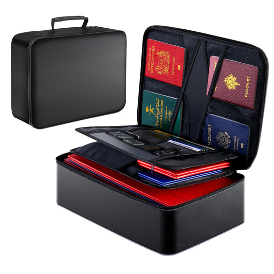 GIANTLUMl 5200°F Document Organizer with Lock,Upgraded Heat Insulated Fireproof＆Waterproof Box 8 Layers File Organizer,Portable Home Office Safe Storage for Important Documents,Safe Box,Fireproof Bag