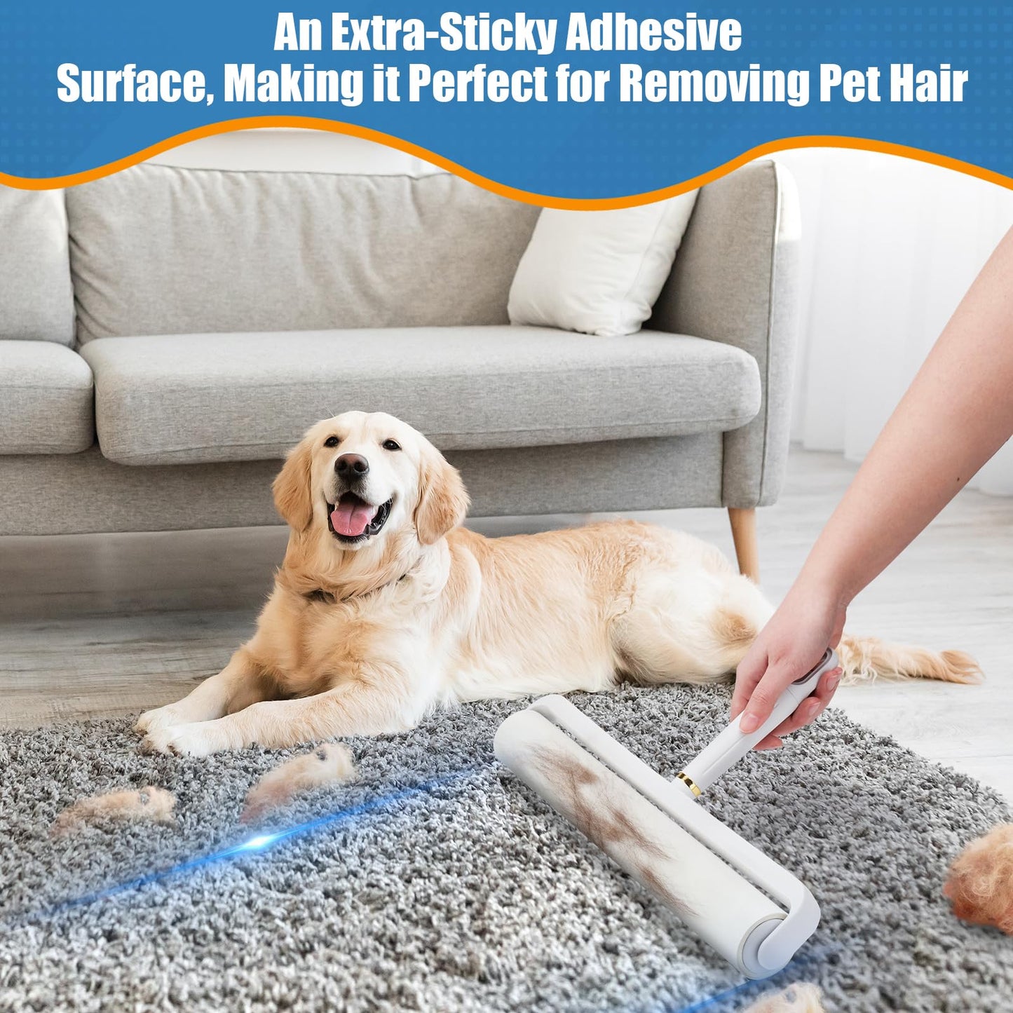 Dymoll 14.17" Large Lint Rollers for Pet Hair Extra Sticky, 360 Sheets Roller with Long Handle for Cleaning Carpets, Clothing, Couch, Furniture Wall Cleaner Mop Dust Remover