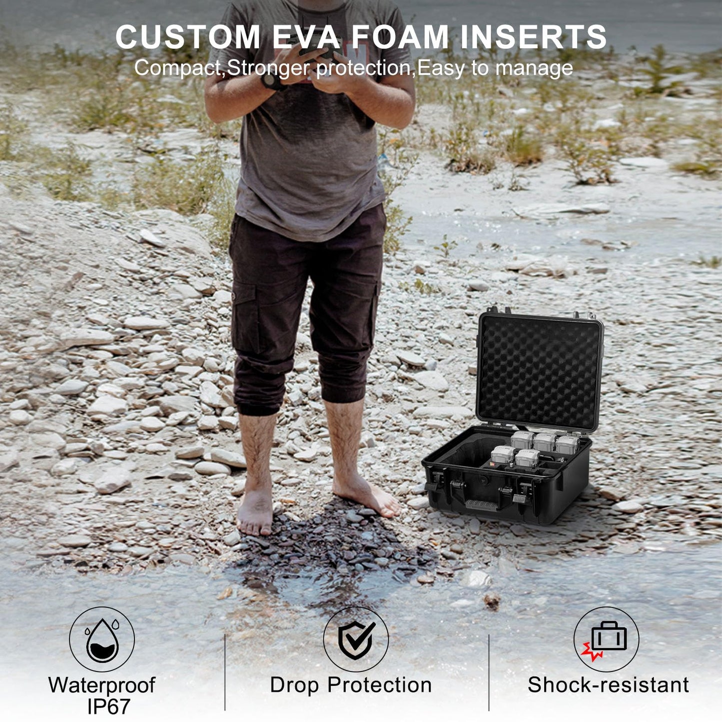 Lekufee Waterproof Hard Case Compatible with DJI Air 3S/3 Drone/Fly More Combo/RC 2/N3/N2 Remote Controller and Accessories (Case Only)