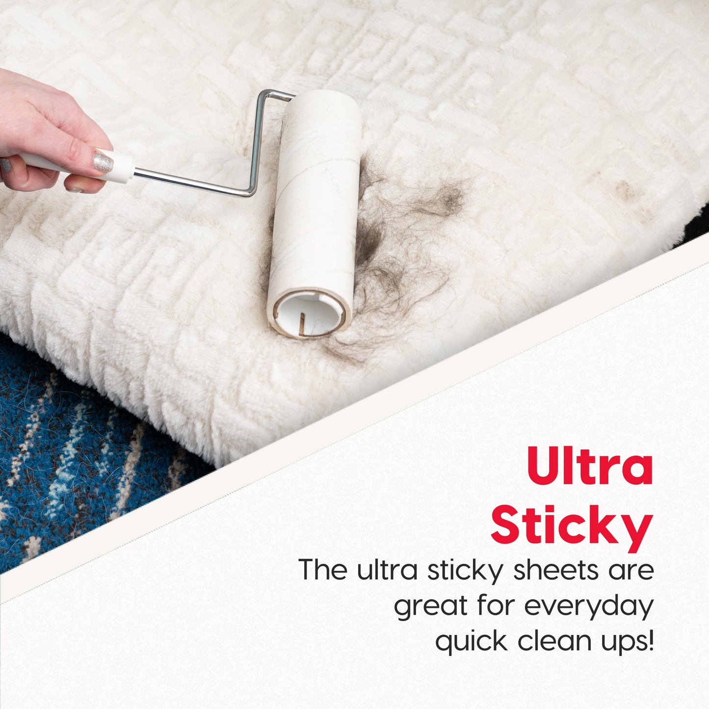 IRIS USA Extra Sticky Lint Roller, Large with Adjustable Extension, Storage Box, Refills, 90 Sheets/Roll, 540 Sheets Total, Easy Tear Lint Remover for Dog Cat Pet Hair On Bed Floor Sofa