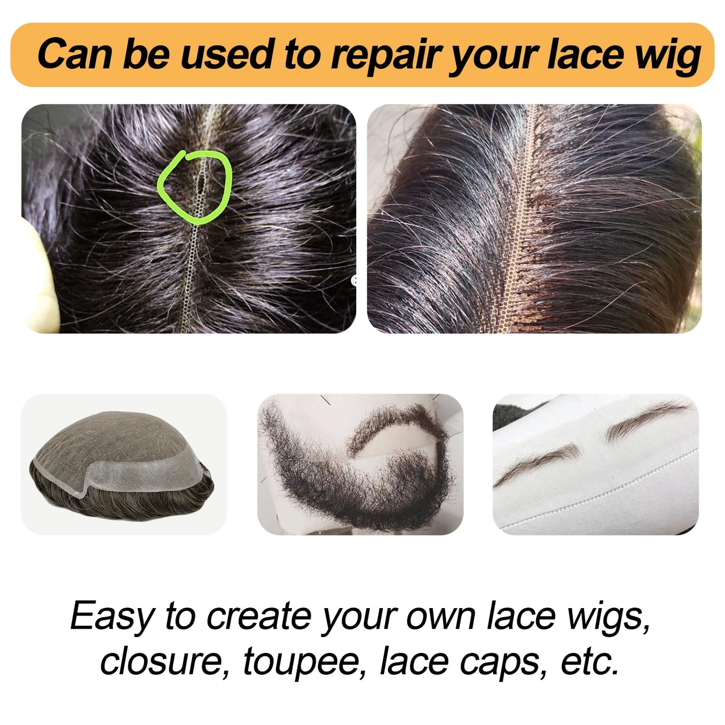 BEEOS 13x6 Transparent Lace for Wig Making, 5 Pieces Lace Net for Making Full Frontal Wigs Accessories for Repairing Wig Cap