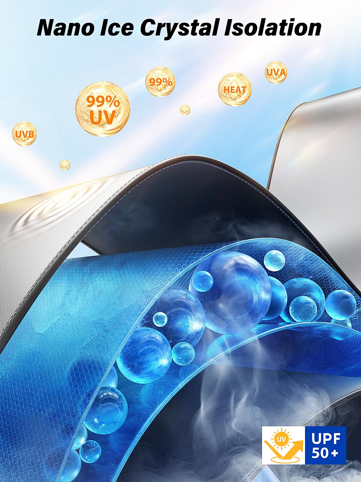 [2025 Upgrade] TrySpace Car Windshield Sun Shade Umbrella - [Silver Heat Shield & UV Reflective] Protector for Cars, Universal Fit Medium (56"x31") | 25°F Cooler, Friendly Vinyl Coatings Medium