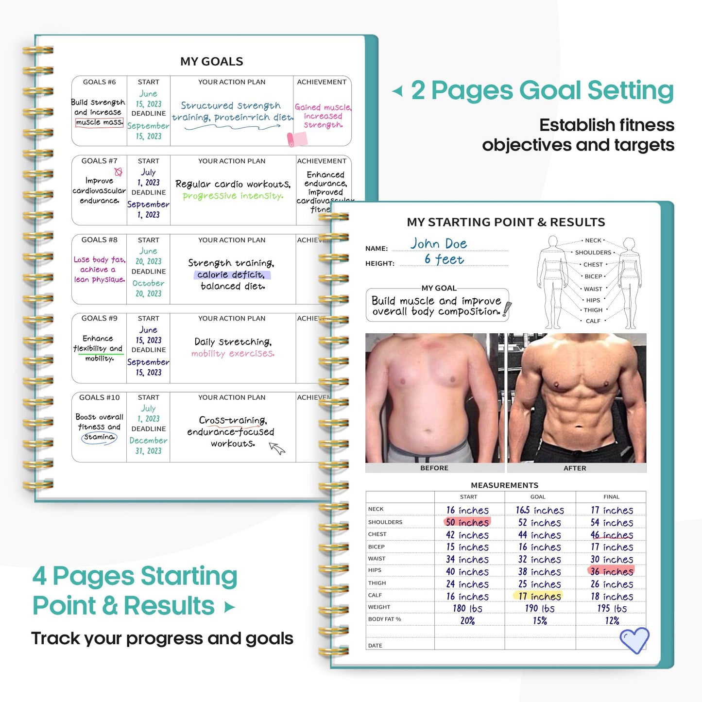 Fitness Workout Journal for Women & Men, A5(5.5" x 8.2") Workout Log Book Planner for Tracking, Progress, and Achieving Your Wellness Goals-Blue