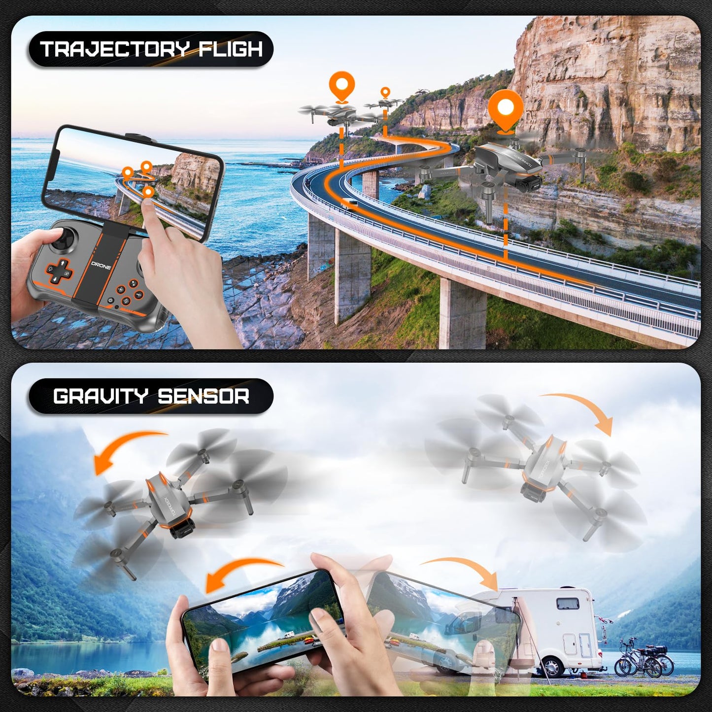 Q12 Drone with Camera 4K for Adults,Brushless Motor Drone for Kids Beginners,FPV Foldable RC Quadcopter with 2 Batteries 360° Flips,Altitude Hold,Voice Control,Headless Mode,One Key Start,Gift Toys for Men Boys,Easy to Fly,Carrying Case
