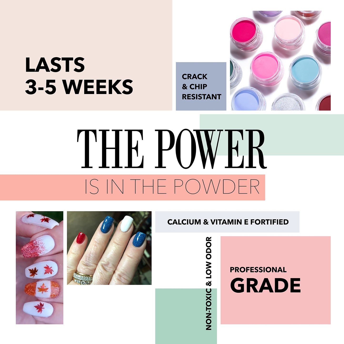 Revel Nail Dip Powder - Red Glitter Powder Dip Nail Polish, Chip Resistant Dip Nail Powder with Vitamin E and Calcium, DIY Manicure, Infatuated