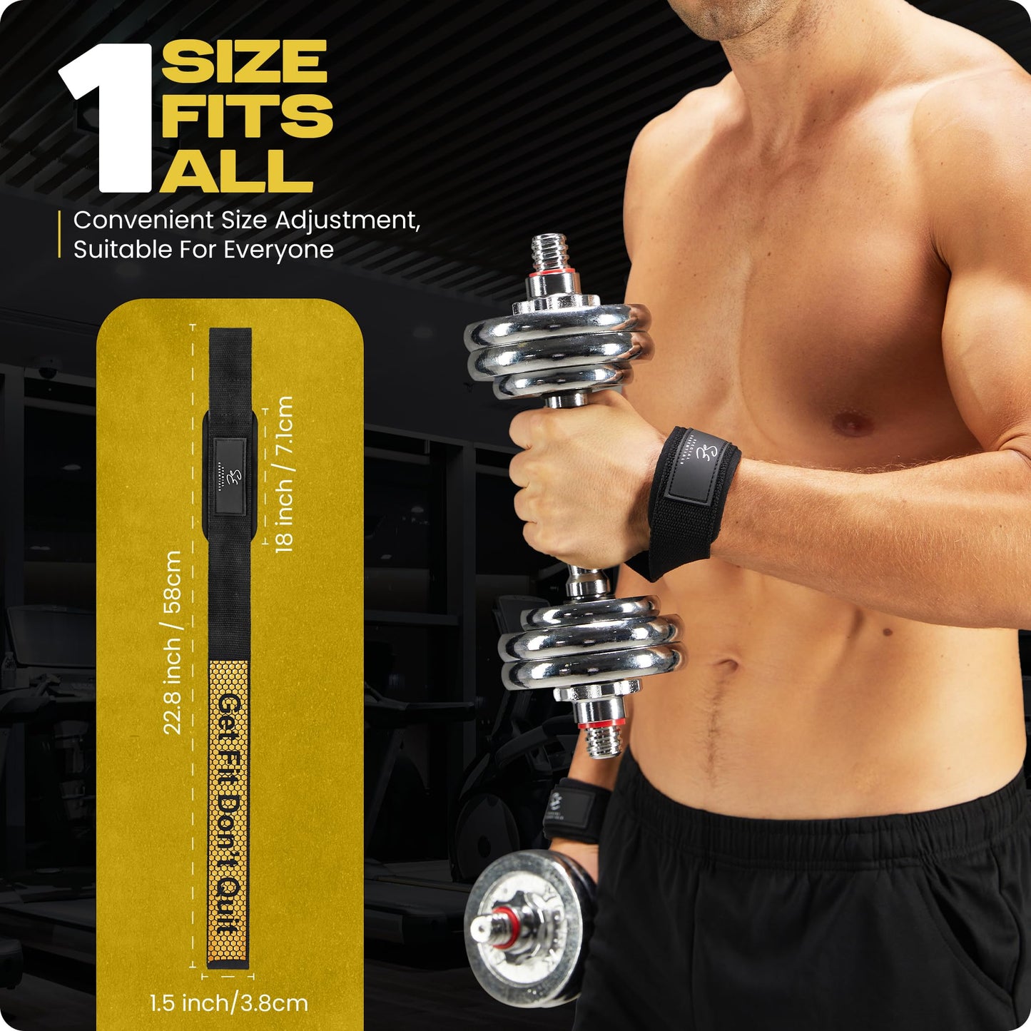 Special Essentials Wrist Straps for Weightlifting - Two-Sided Anti Slip Silicone Grip & Premium Padded Neoprene - Durable Gym Lifting Straps for Men and Women - Ideal for Bodybuilding & Powerlifting