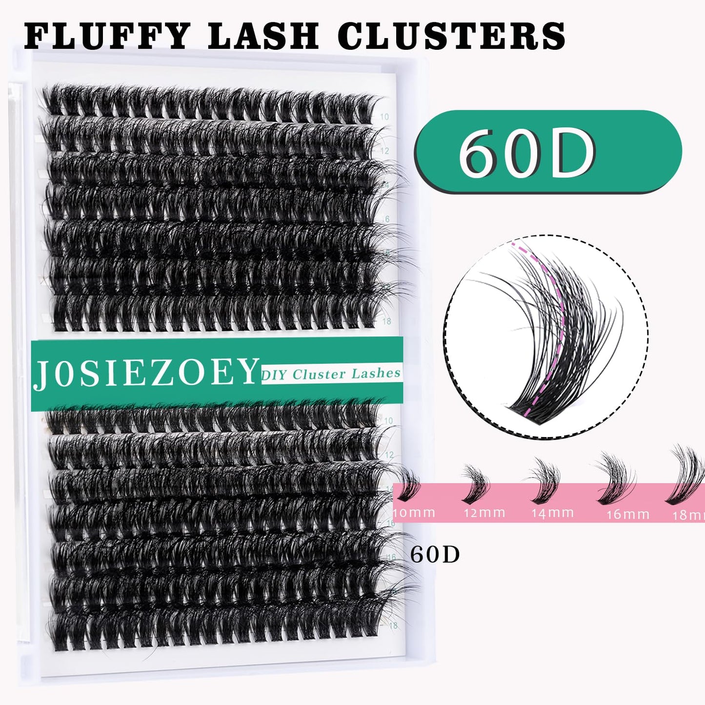 Fluffy Lash Clusters Kit 60D DIY Lash Extension Kit With 10-18MM Wispy Individual Lashes Cluster Lash Bond and Seal Remover Tweezers for Eyelash Extension at Home(KIT-60D-280Pcs)