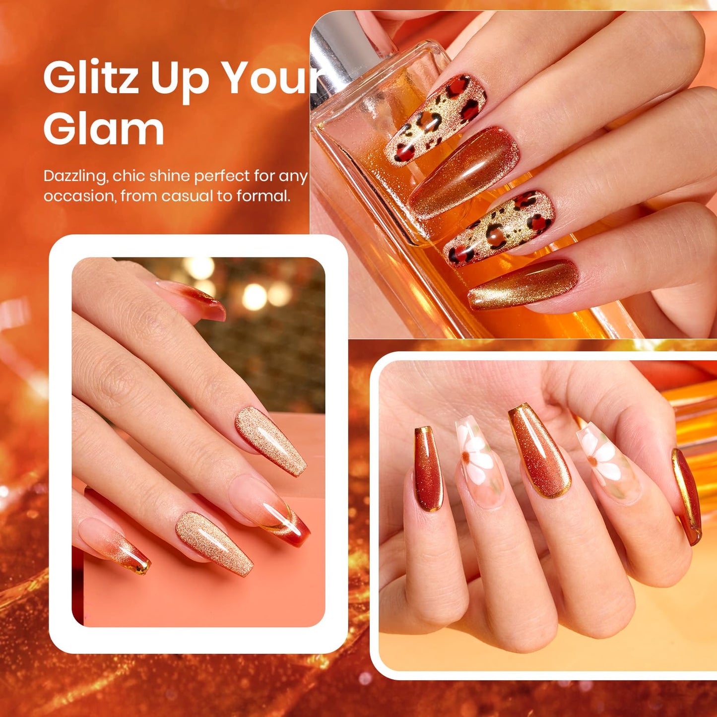 Beetles Cat Eye Gel Nail Polish 9ml Holographic 9D Cat Eye Gel Polish with Magnet Stick Amber Gleam Shimmer Velvet Gel Nail Polish Soak Off UV LED Nail Lamp Salon DIY Home