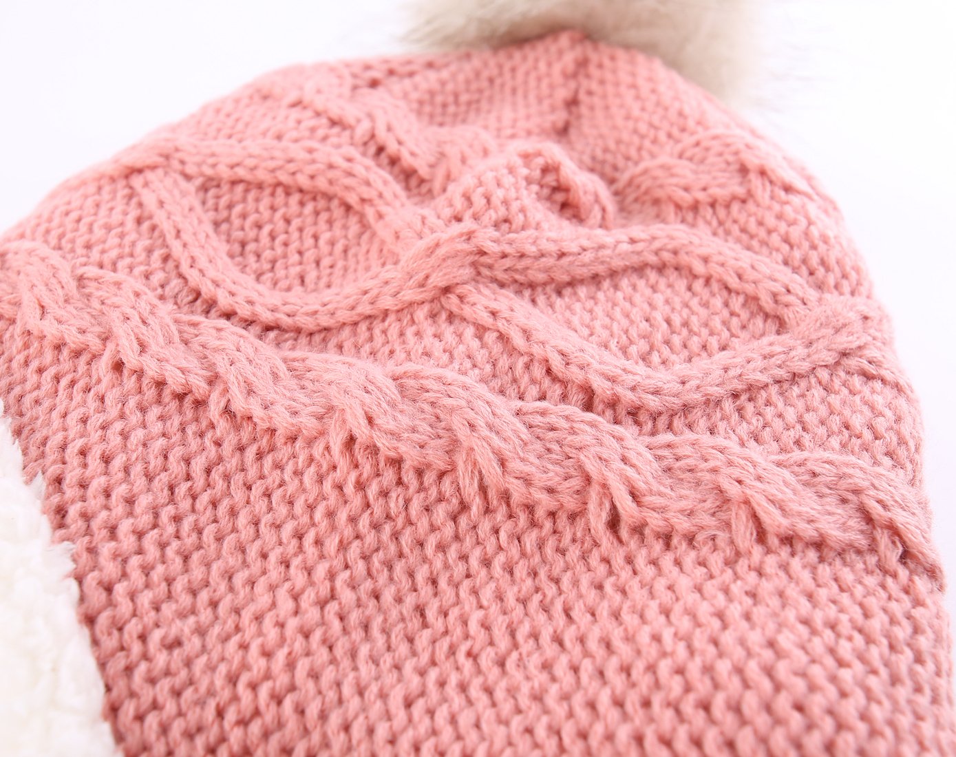 Home Prefer Girls Sherpa Earflaps Hat Kids Winter Hat Beanie Fuzzy Peruvian Hat (Large, Pink)