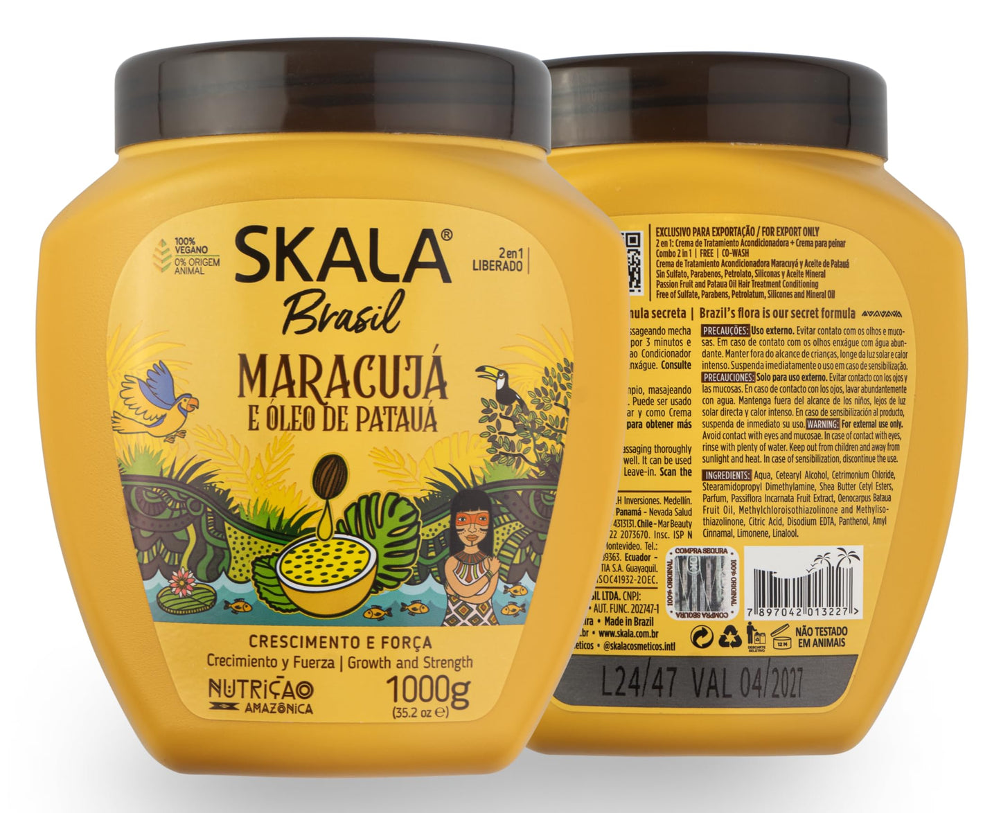 Skala Maracuja Passion Fruit, 2 Pack (1000g each) - Vegan, Cruelty-Free, Silicone, Sulfate & Paraben Free - Brazilian Moisturizing & Nourishing Formula for Curls
