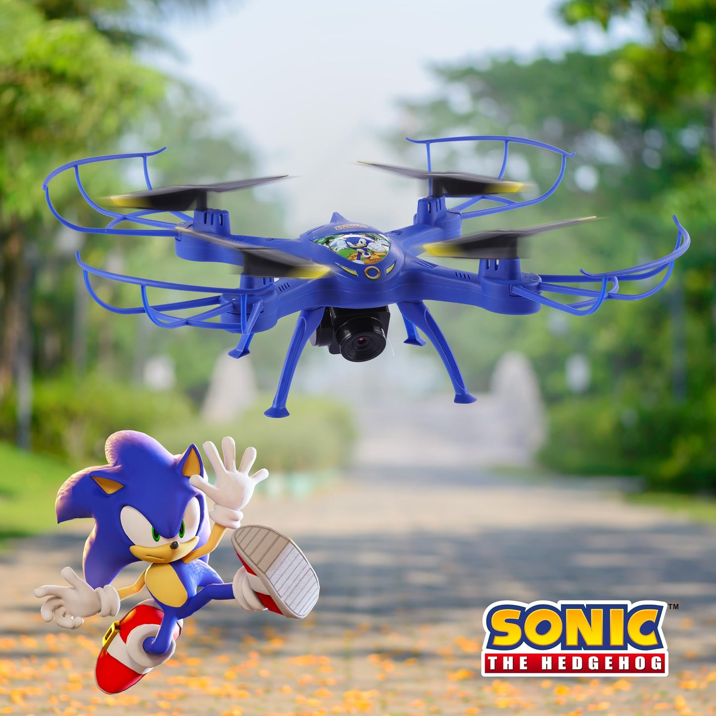 Sonic The Hedgehog Sky Racer Drone - WiFi Camera, 3D Flips, Variable Speed Settings, Kid's Toy Drone with 10 Min Flight, Auto Hover, and Remote Controler Included
