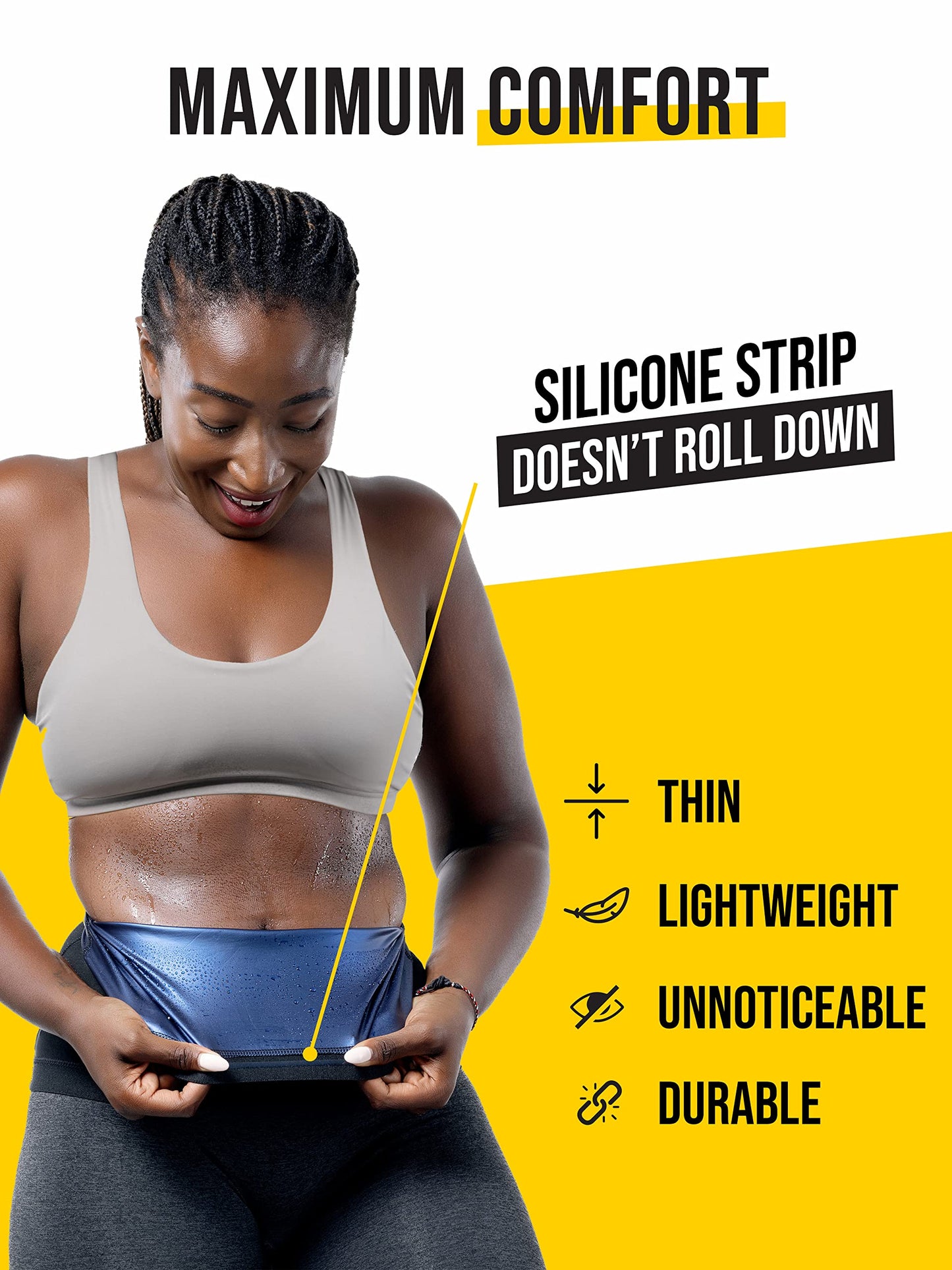 Sweat Spark Waist Trainers for Women Belly Fat (Black, XS) - Sweat More, Shape Your Back & Abdomen, Wear During Workout