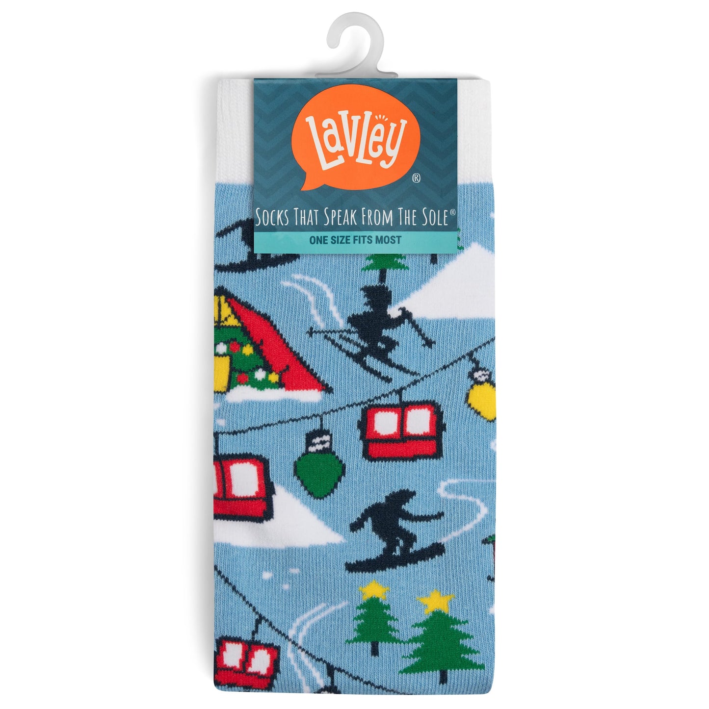 Lavley Tis The Ski-son Funny Christmas Socks with Santa - Skiing Stocking Stuffer Ski Gift For Skiers, Snowboarders - Unisex for Men & Women, One Size