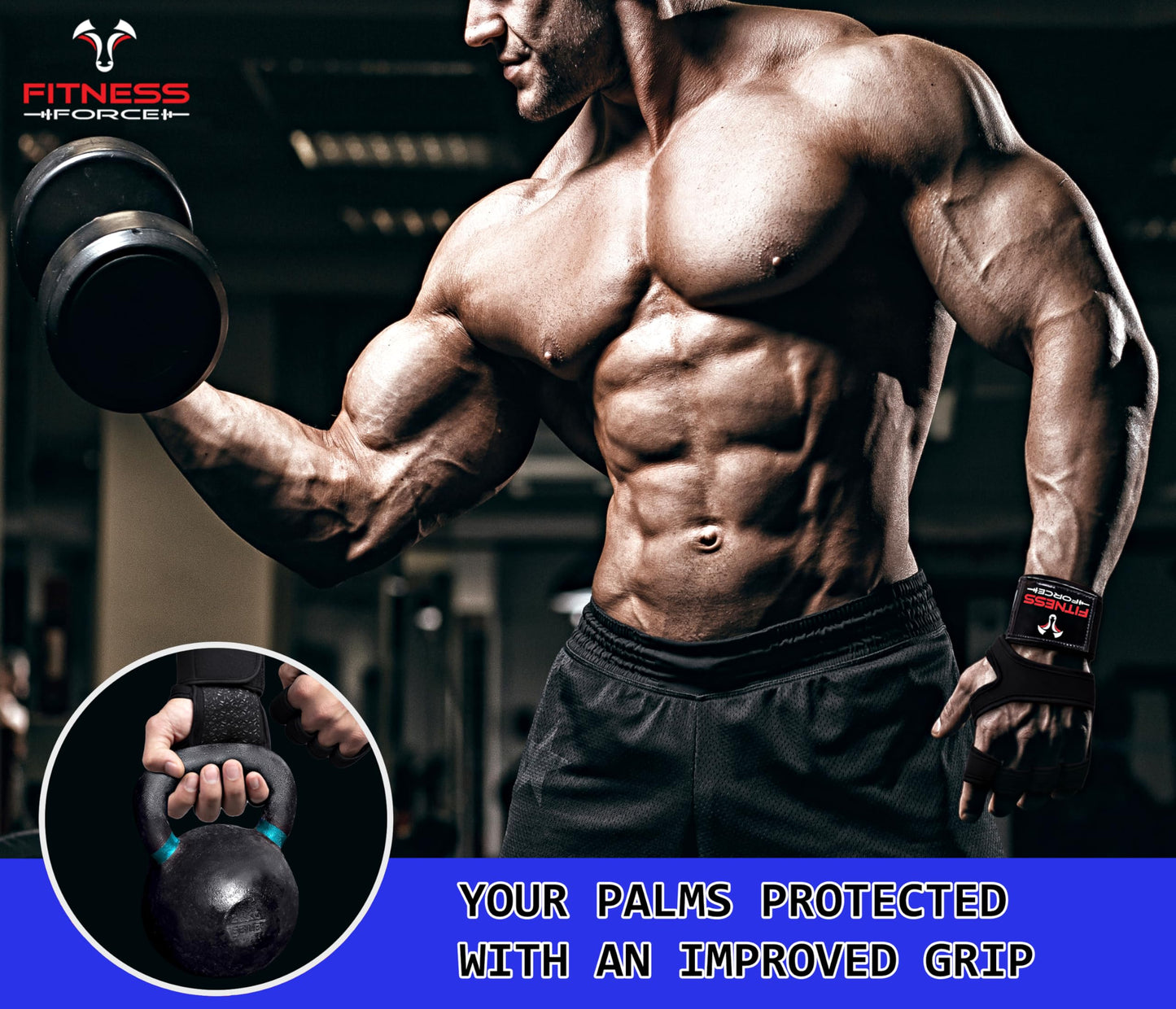 FITNESS FORCE Ventilated Gym Gloves for Men with Built-in Wrist Support for Workouts Weightlifting Gloves Workout Gloves for Women