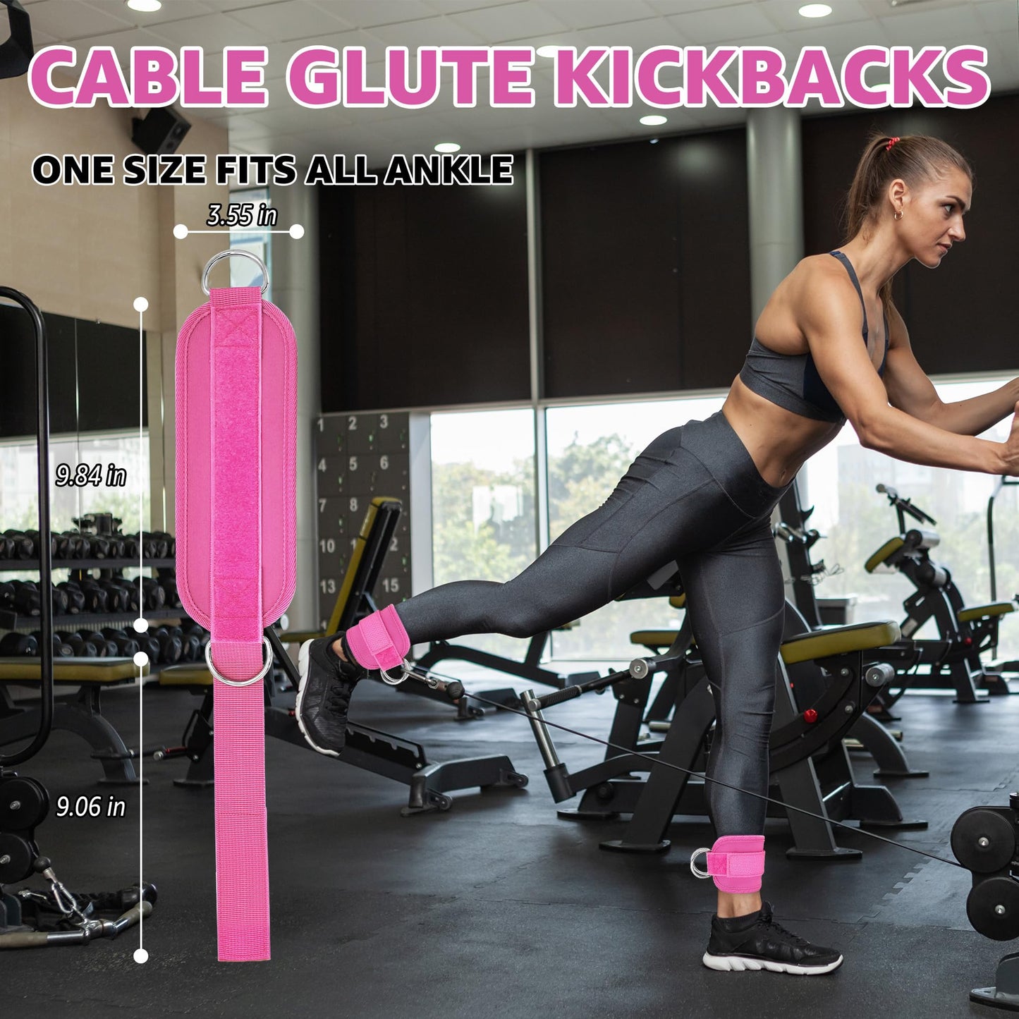 Anemeeoke Fitness Ankle Straps for Cable Machine Women, Pink
