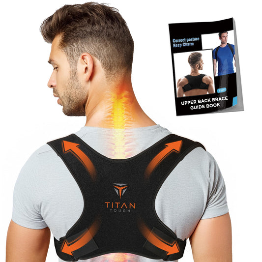 Titan Tough Premium Upper Back Brace for Men & Upper Back Brace for Women, Adjustable Posture Corrector, Upgraded Version, Back Brace for Alignment (L-XXL)