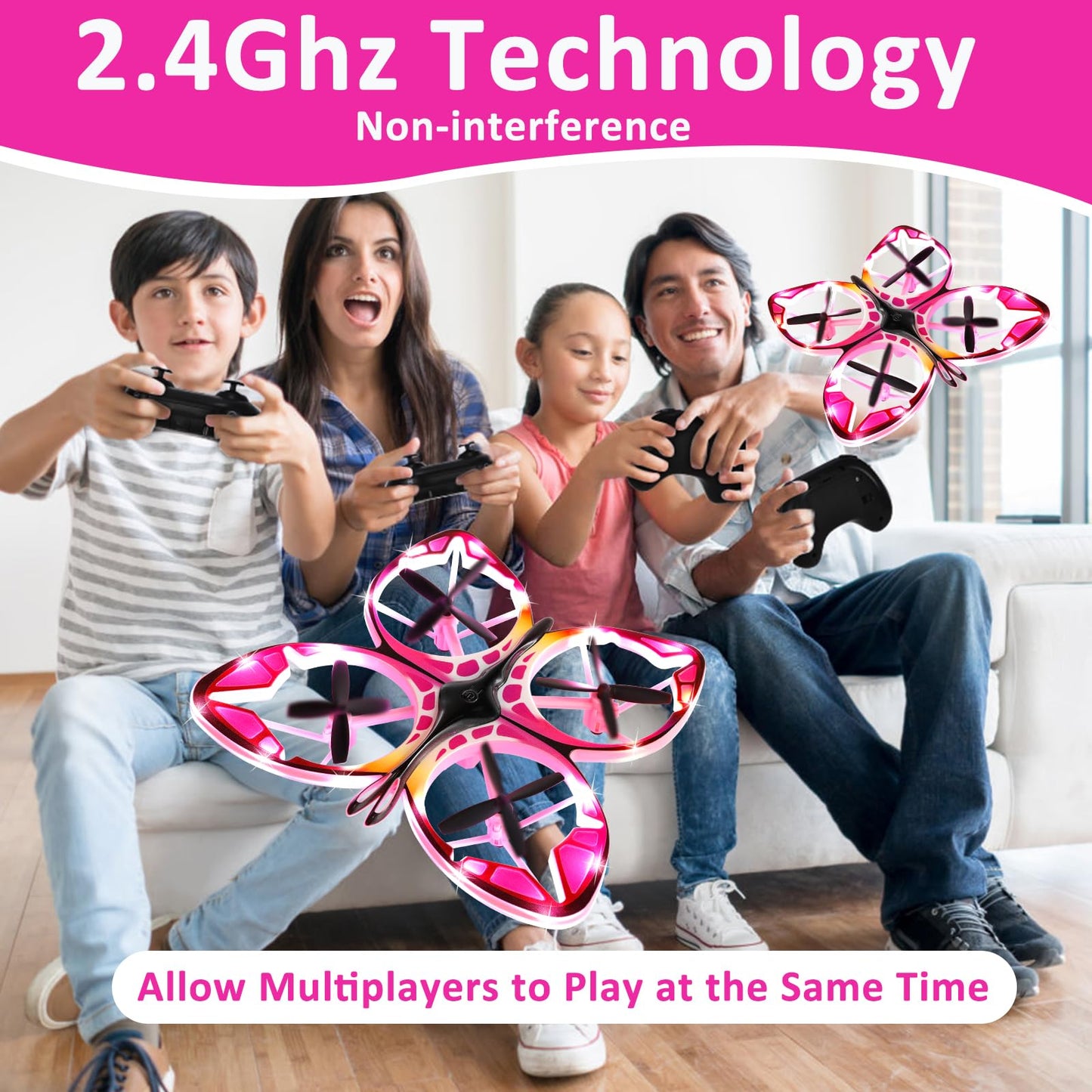 Authticar Kids Mini Drone - RC Butterfly Drone for Beginners with Colorful Light, 3D Flip, Headless Mode, Altitude Hold, Remote Control Quadcopter Gift for Age 6-14 Boys & Girls