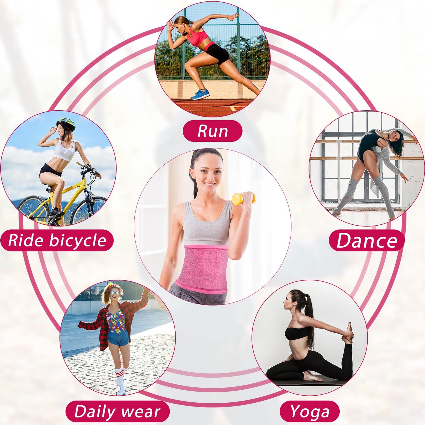 Geyoga Waist Trimmer Sweat Waist Trainer Wrap Stomach Wraps for Women Bodybuilding (Flesh Pink Inner