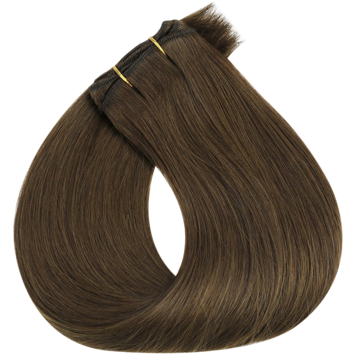 Full Shine Hair Extensions Sew In Color Medium Brown Hair Extensions Sew In Hair Extensions Real Human Hair Weft Extensions Straight Hair Sew In Real Human Hair Double Weft For Women 50G 10 Inch