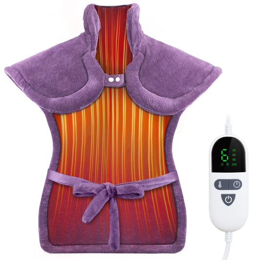 Heating Pad for Neck and Shoulders and Back, Pain Relief Electric Heating Pad Large Size 24”X33” with 4 Timers, 6 Heat Levels and Auto-Off, Birthday Gifts for Women Men Mom Wife and Grandma - Purple