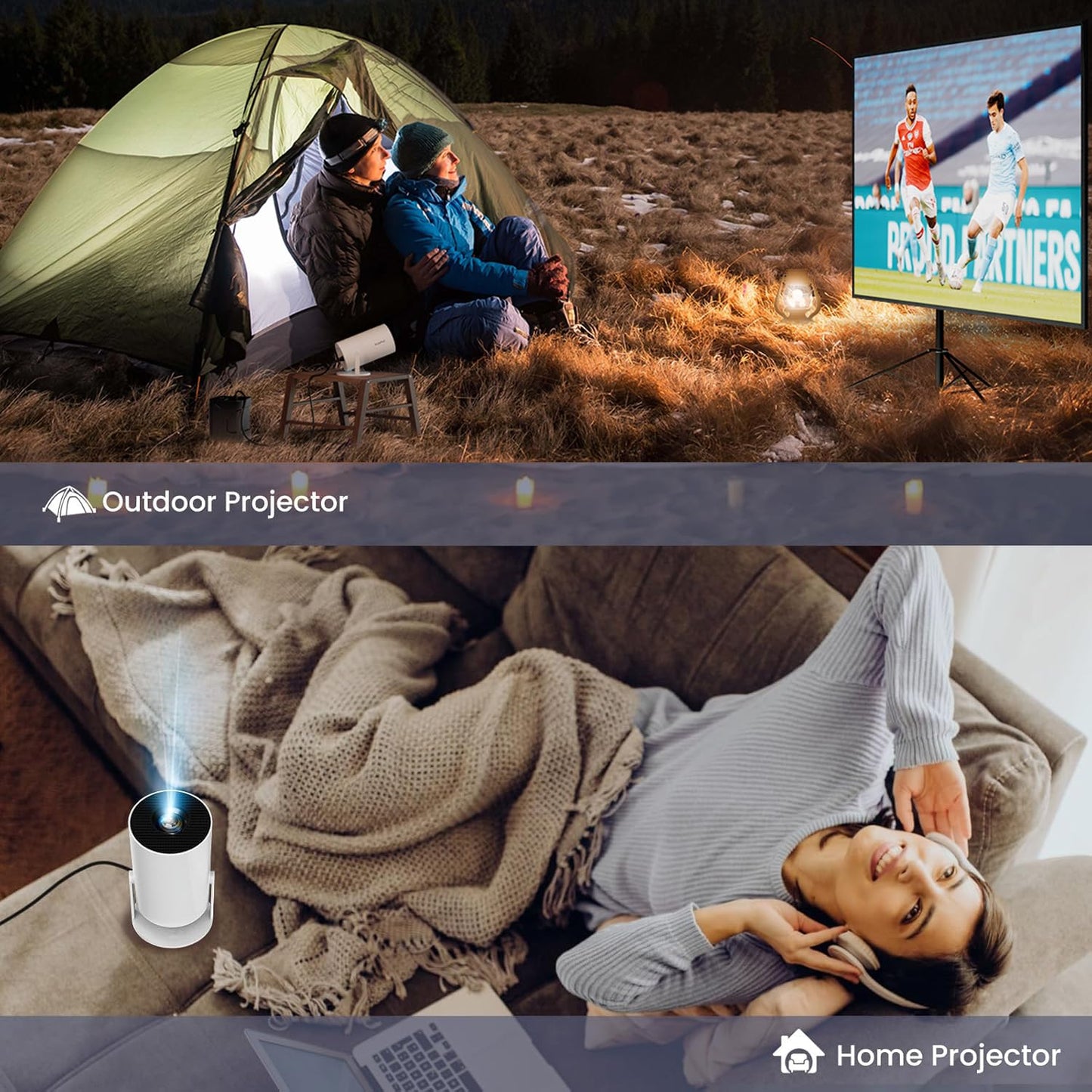 Mini Portable Projector 4K WiFi 6 BT 5.2 Upgraded Portable Projector Full HD Supported for Phone /PC /TV /HDMI /PS5 /Laptop Auto Keystone Home Theater 180° Rotation [Built-in App]