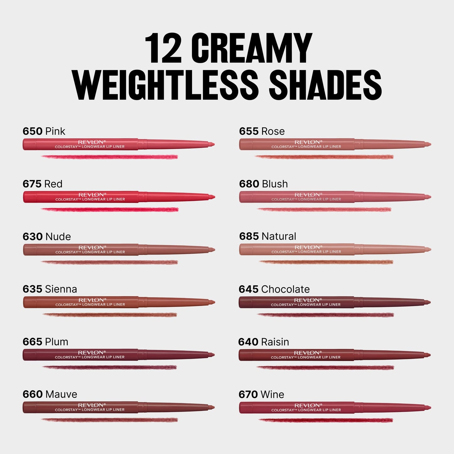 Revlon Colorstay Lip Liner Makeup with Built-In Sharpener, Longwear Rich Colors, Smooth Application, 650 Pink, 0.01 oz