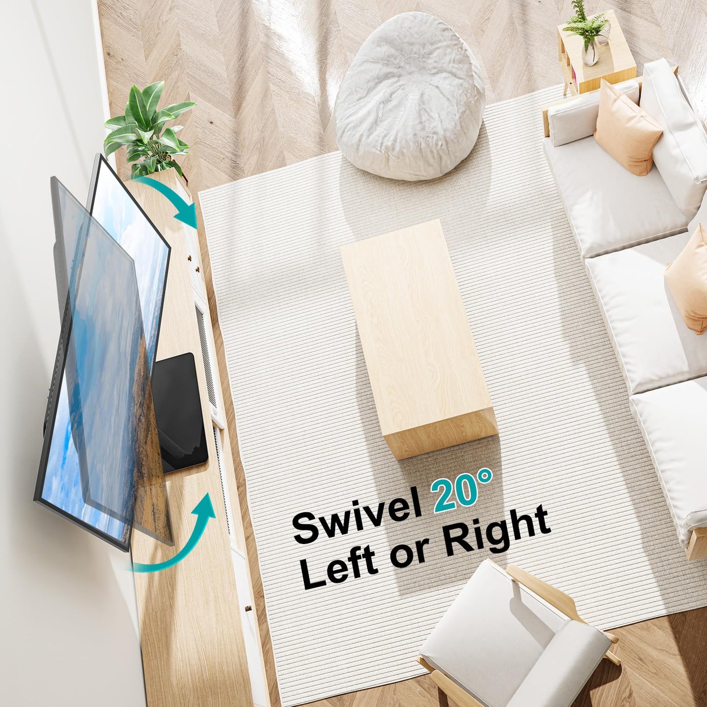 MOUNT PRO Universal Swivel TV Stand Base, Table Top TV Stand for 37 to 65, 70, 75 Inch LCD LED TVs, Height Adjustable TV Mount Stand with Tempered Glass Base, Holds up to 88lbs, Max VESA 600x400mm