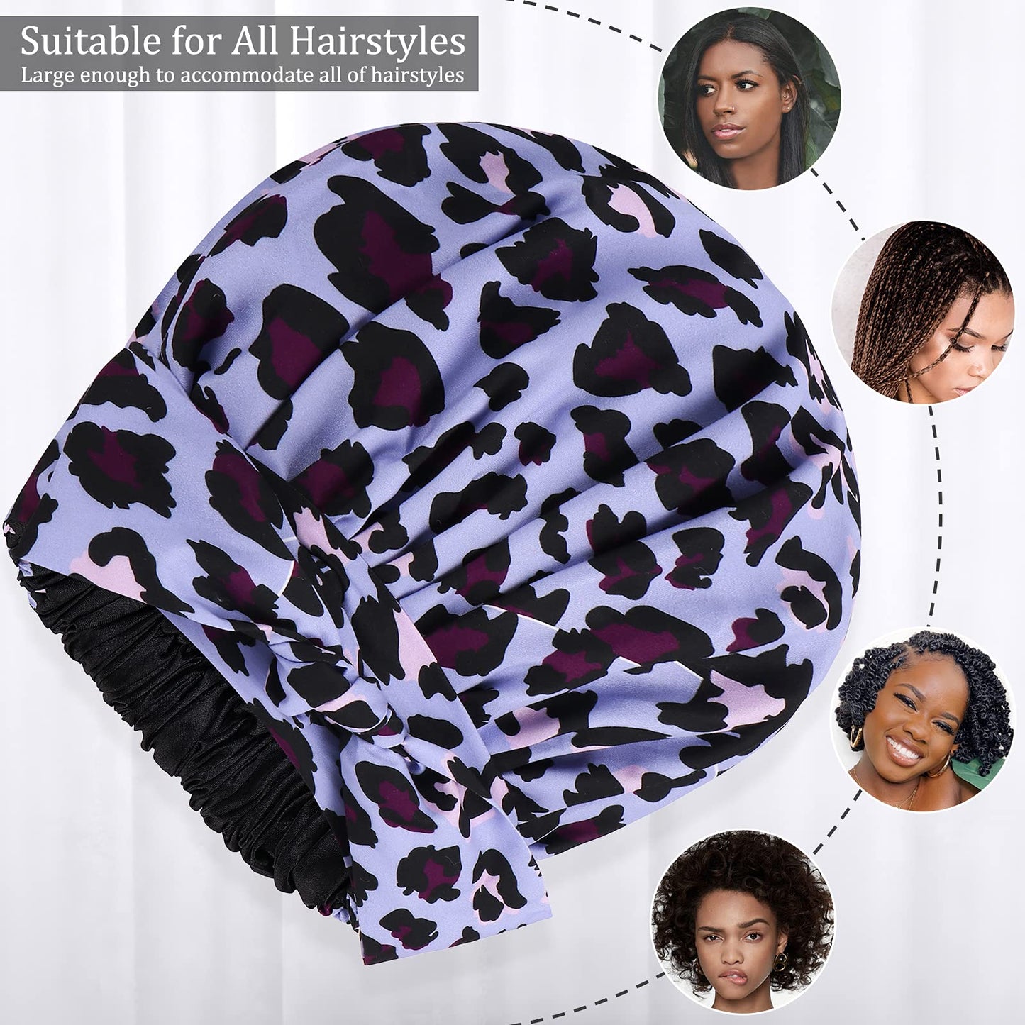 Satin Bonnet for Women, Silk Bonnet for Curly Hair Bonnet for Black Women Sleeping, Extra Large Bonnet for Braids Large Satin Bonnet with Tie Band