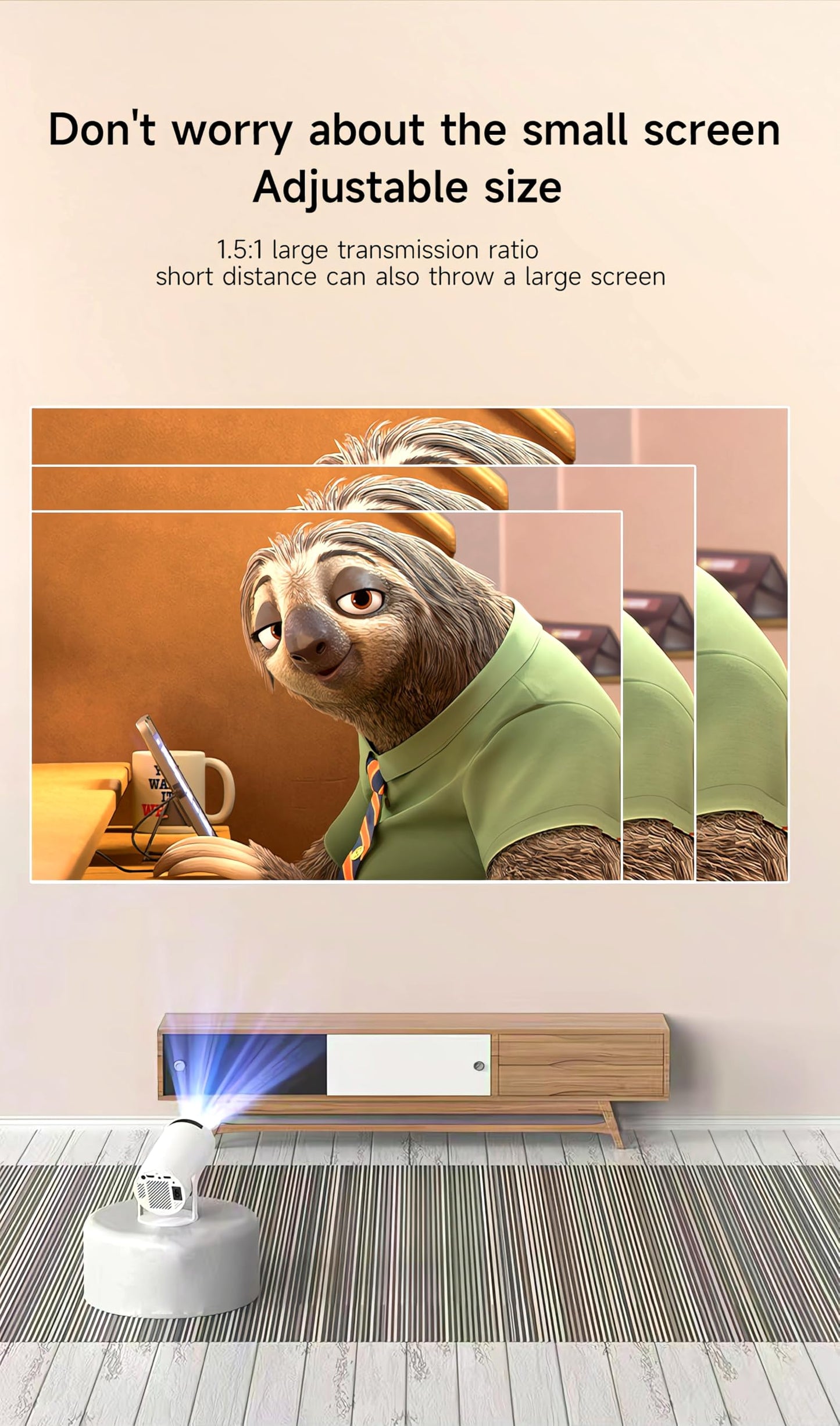 Mini Projector, 4K Decoding, 1080P Resolution, Compatible with Smartphones, Laptops, Tablets and Home Theater Devices, Equipped with Bluetooth 5.0 and Wi-Fi 6, Runs on Android 11.0 System