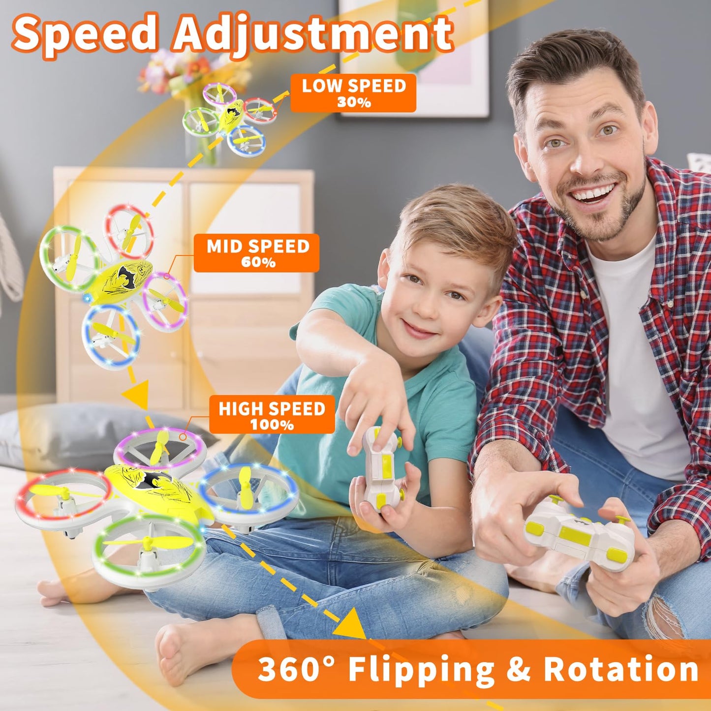 Drones for Kids - Easy to Use RC Quadcopter with Bat Design, Altitude Hold, Headless Mode, Blue & Green Lights, Propeller Protection, 2 Batteries, Remote - Great Gifts for Boys Age 6-12 Christmas gift