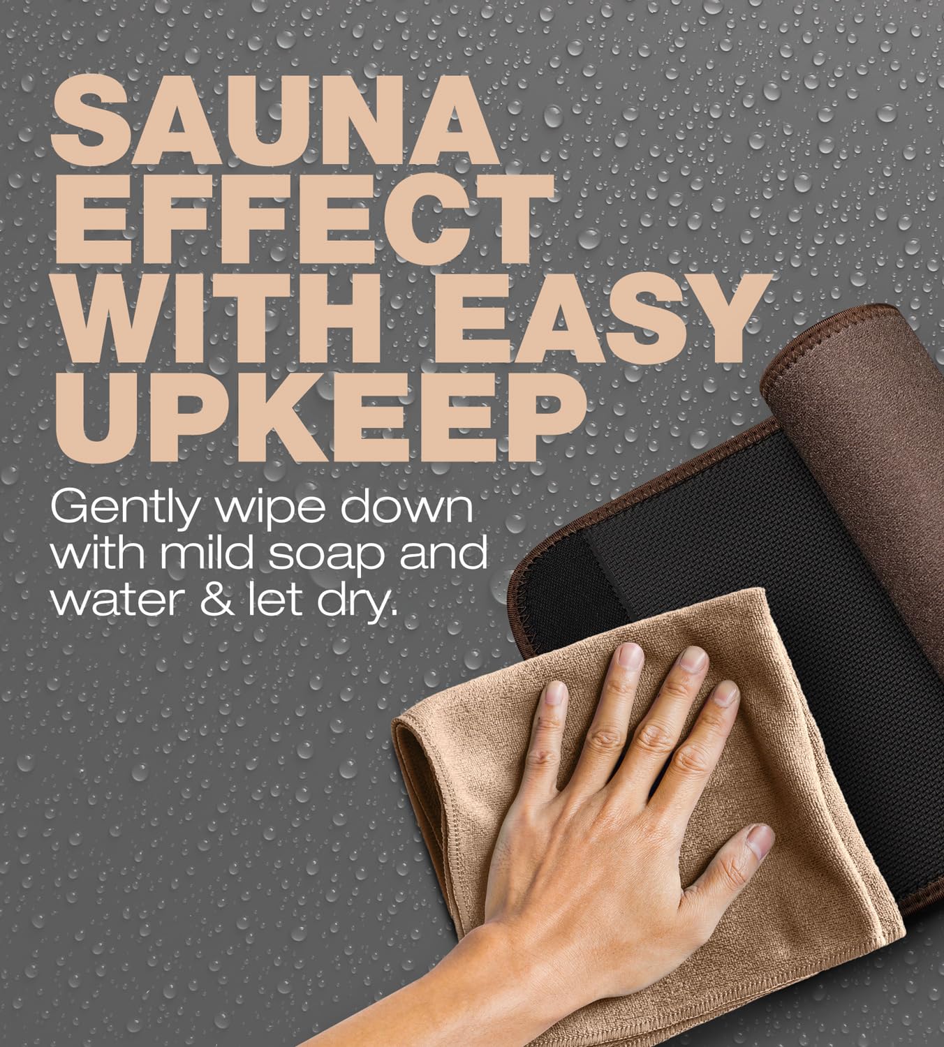 ActiveGear Waist Trainer for Women & Men – Skin Colored Sweat Band Waist Trimmer Belt for a Toned Look - Reinforced Trim and Extra Secure Fastening (Cocoa, Medium: 8” x 42”)