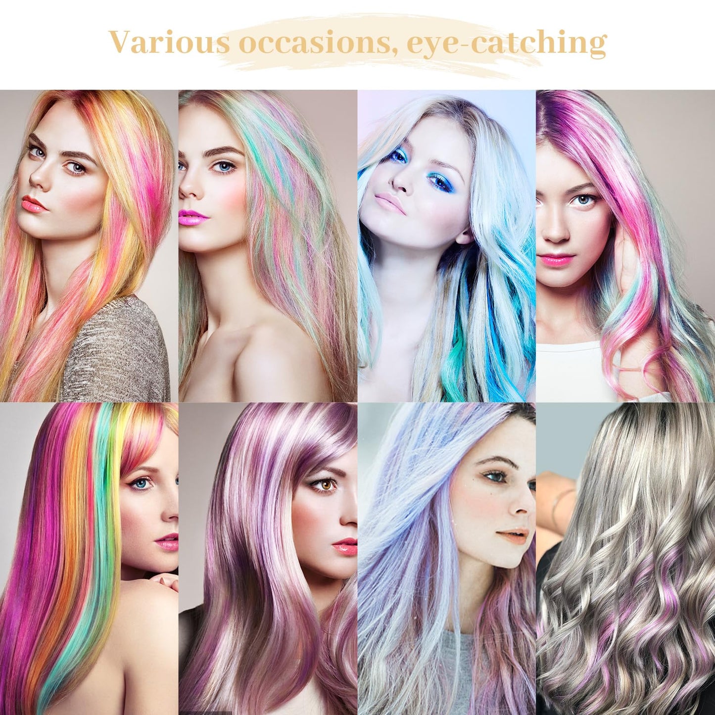 YaFex 12 Pcs Clip in Hair Extensions, 22 Inch Colored Hair Extensions Party Highlights Long Straight Synthetic Hairpieces for Women Kids Girls (Off White)