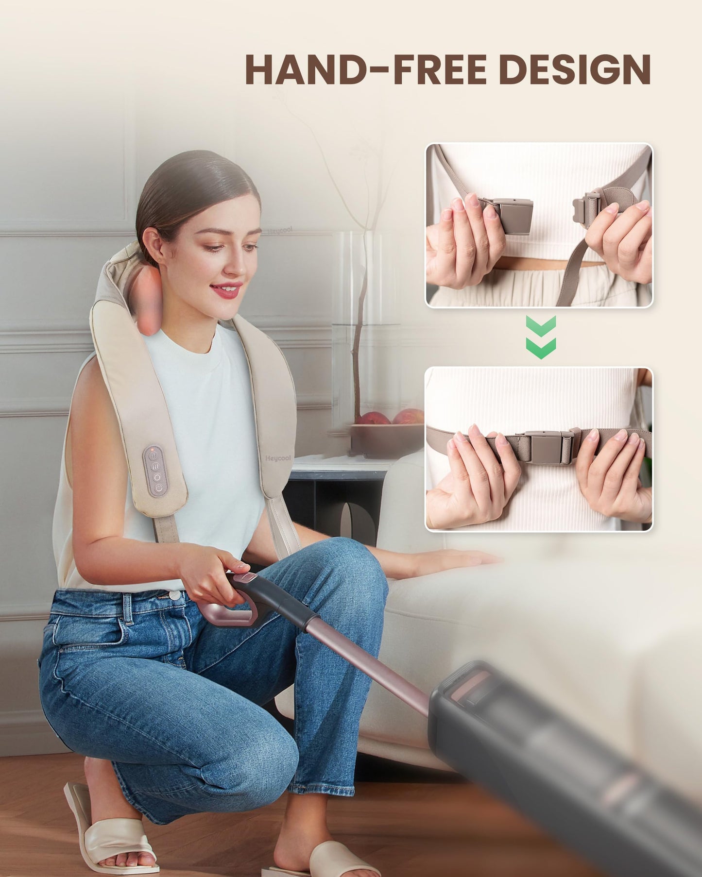 Heycool Cordless Neck Massager with Heat, 4D Deep Kneading Neck Shoulder Massager for Pain, Wireless Shiatsu Back Massager Pillow, Gifts for Men, Women Rechargeable